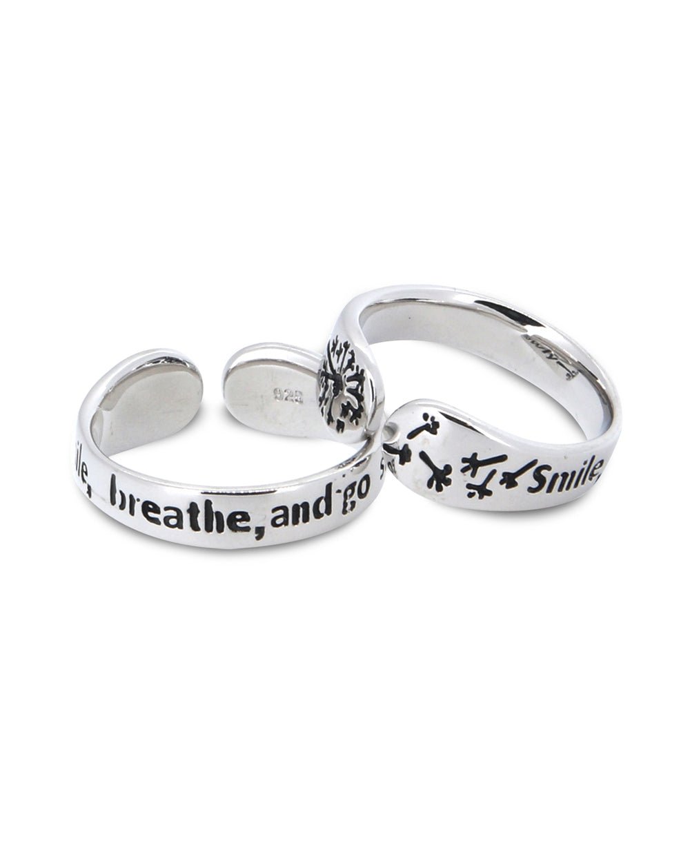 Smile, Breathe, and Go Slowly Sterling Adjustable Ring、mySite、topwebapps