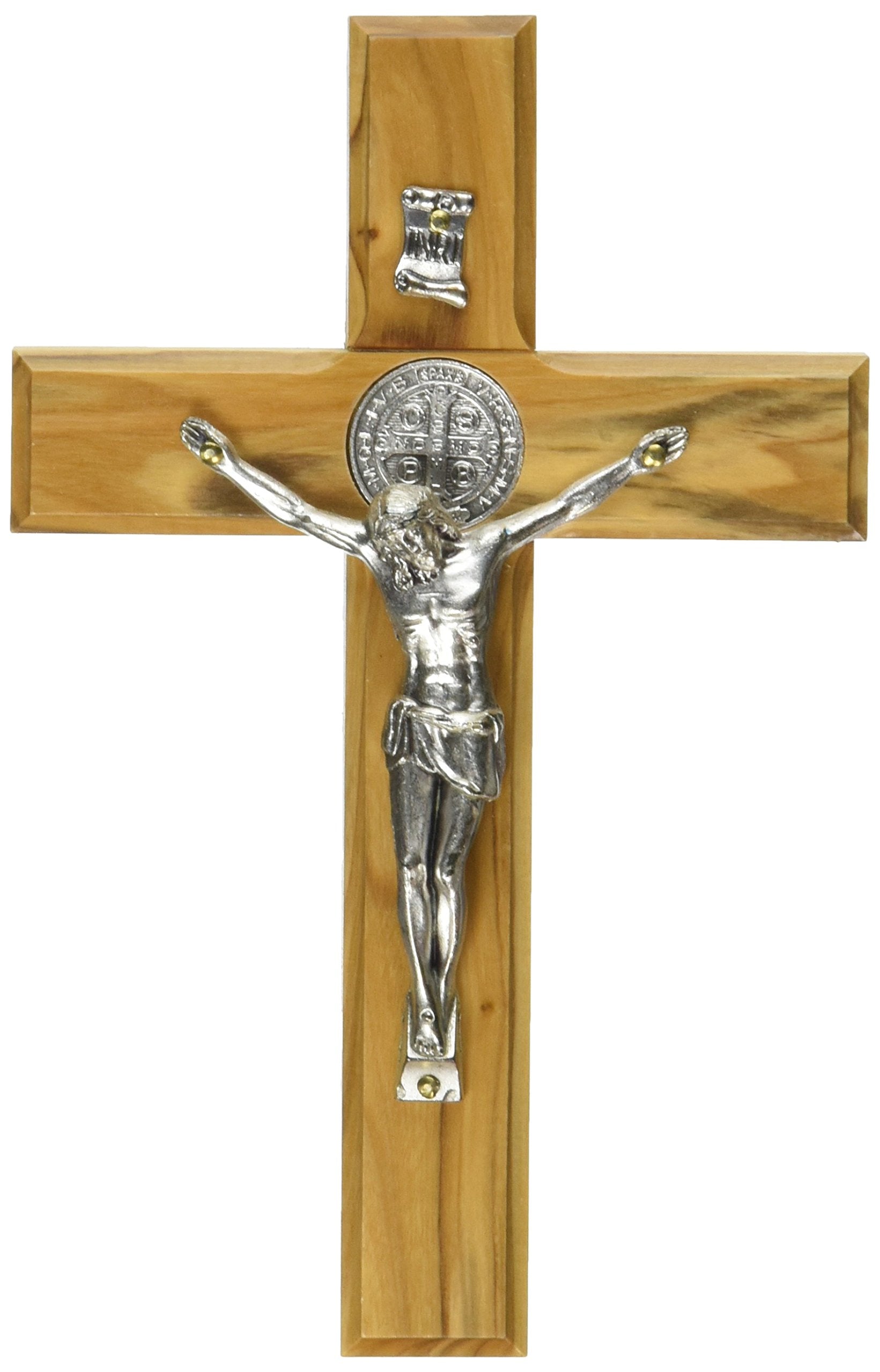 Holy Land Handmade St. Saint Benedict Wall Wood Cross Crucifix Silver Plated ( 6 Inches )、mySite、topwebapps