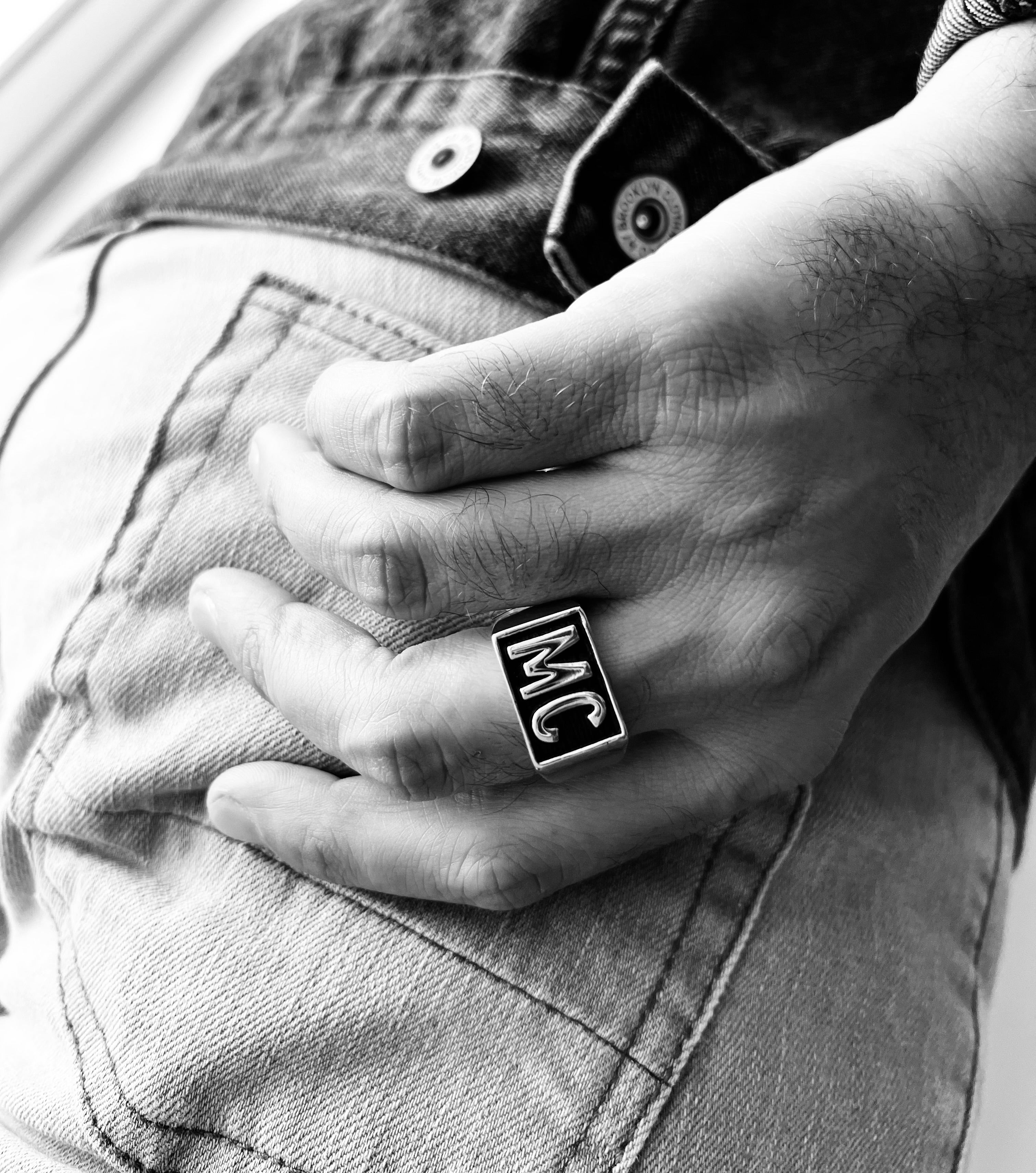 Stainless Steel Motorcycle Club MC Insignia Signet Ring / SCR4067、mySite、dreamappss