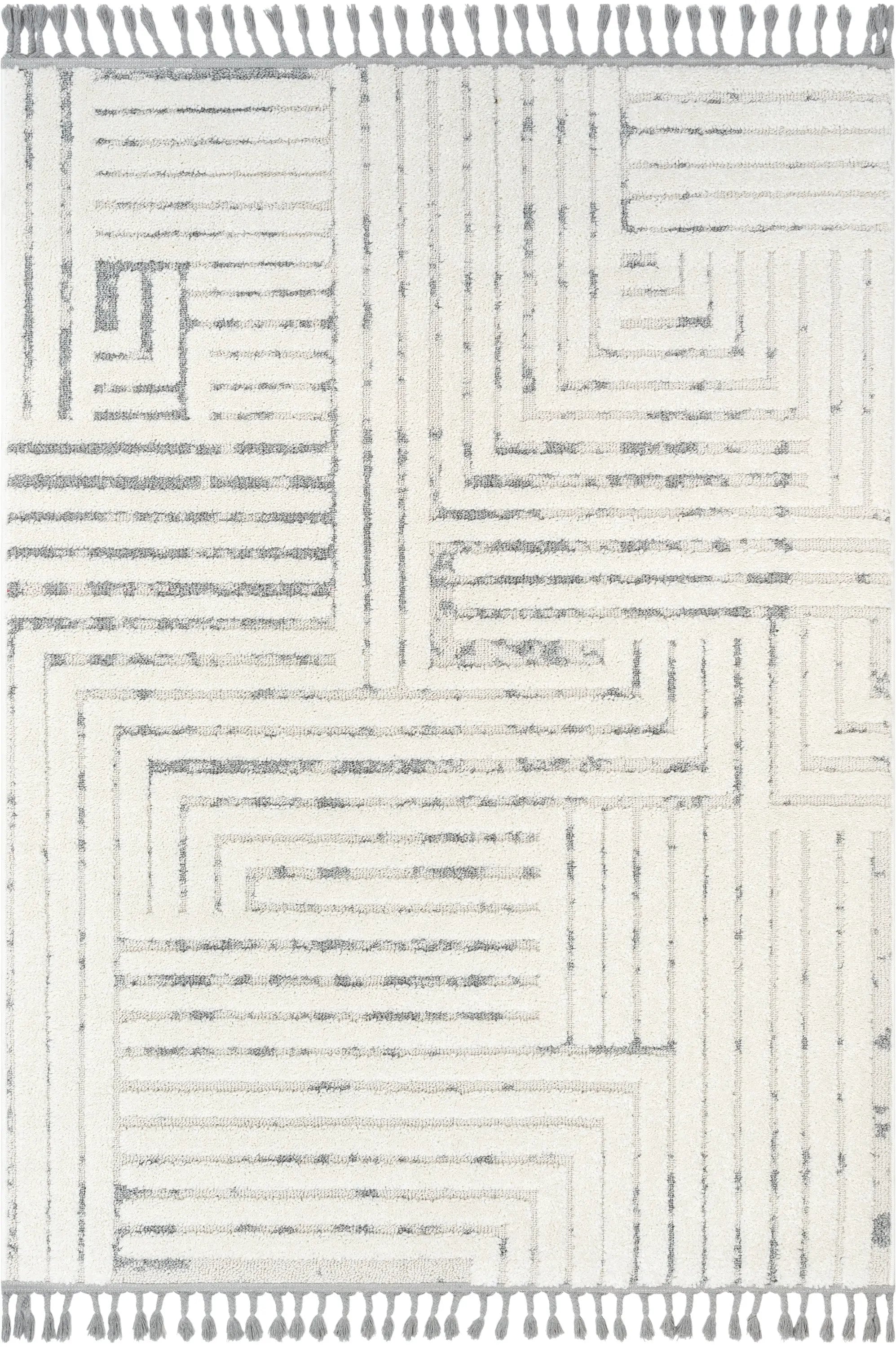 Gianna Modern Geometric Stripes Cream Grey High-Low Textured Rug、mySite、gigharbornorthrealestate