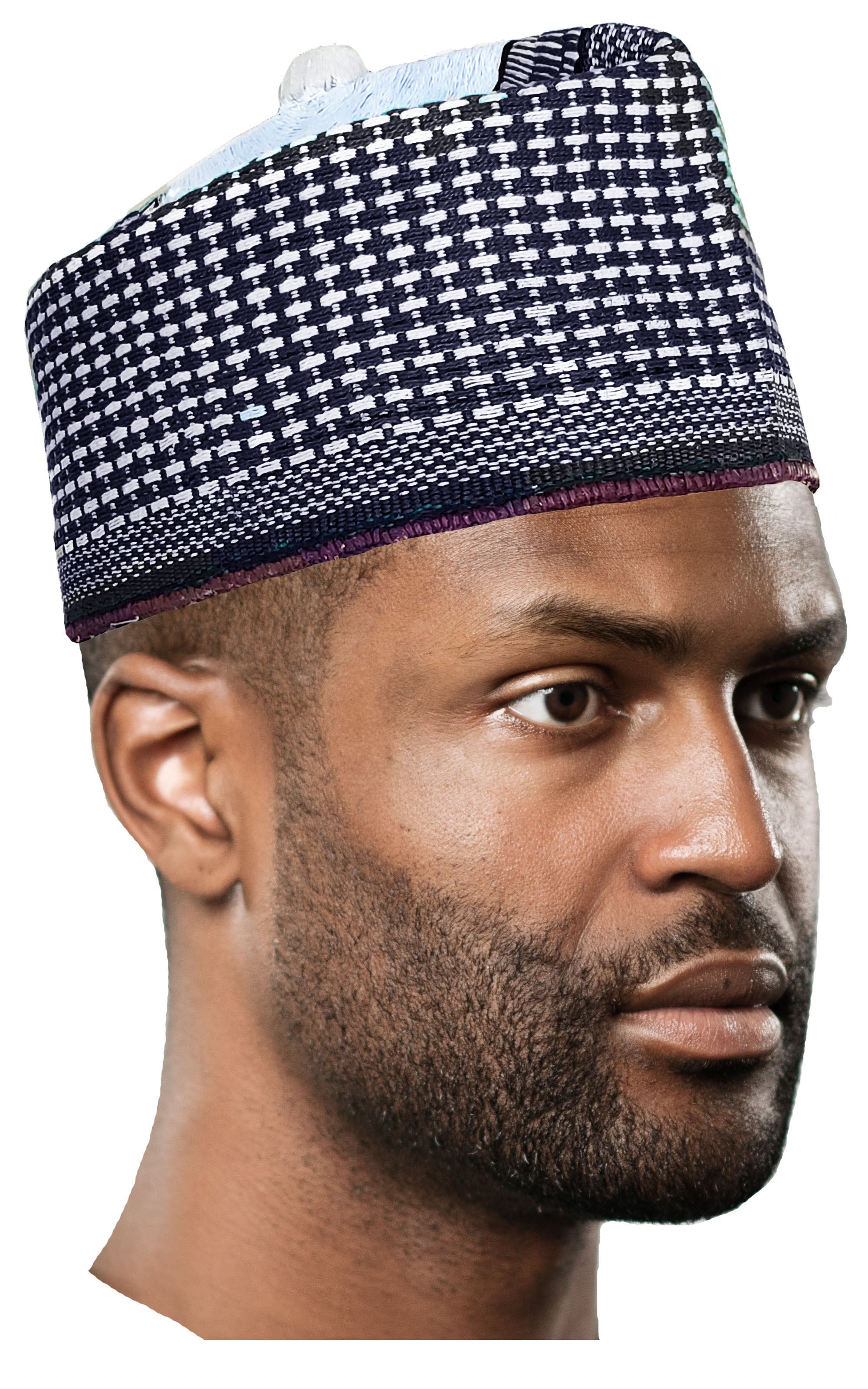 Brahami Black and White Hausa Mallam Cap Fulani Hula Hand-Crafted African Traditional Kufi hat DPH629、mySite、solidvoid