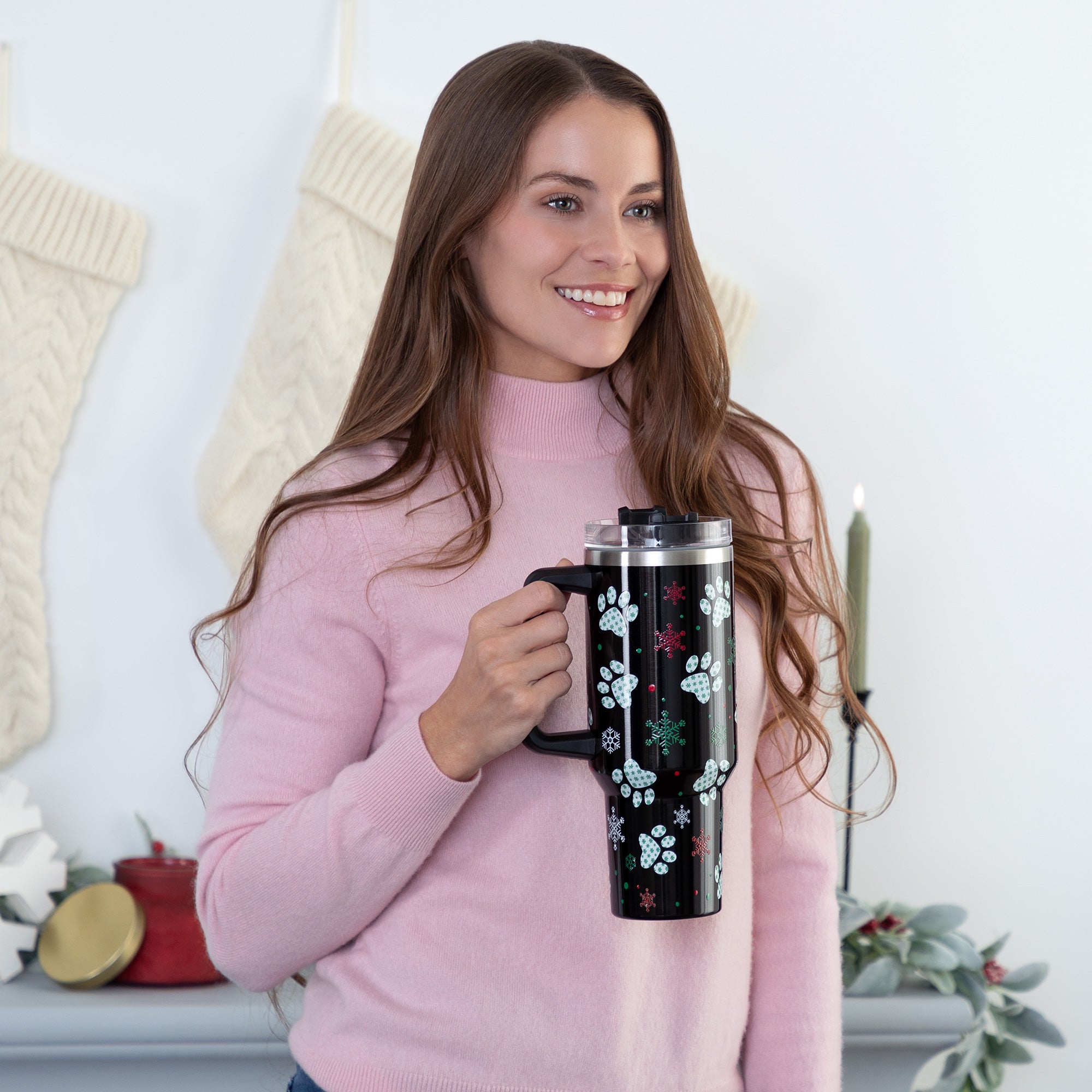 Paw Print Vacuum Sealed Stainless Steel Tumbler - 40 oz、mySite、camillekostekn