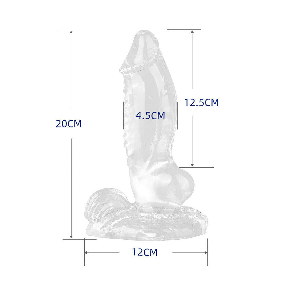 Clear Thick Phoenix Dildo 7.8 | Flexible Curved | Extra Girth | Suction Cup | Free Satin Bag、mySite、bottomscart