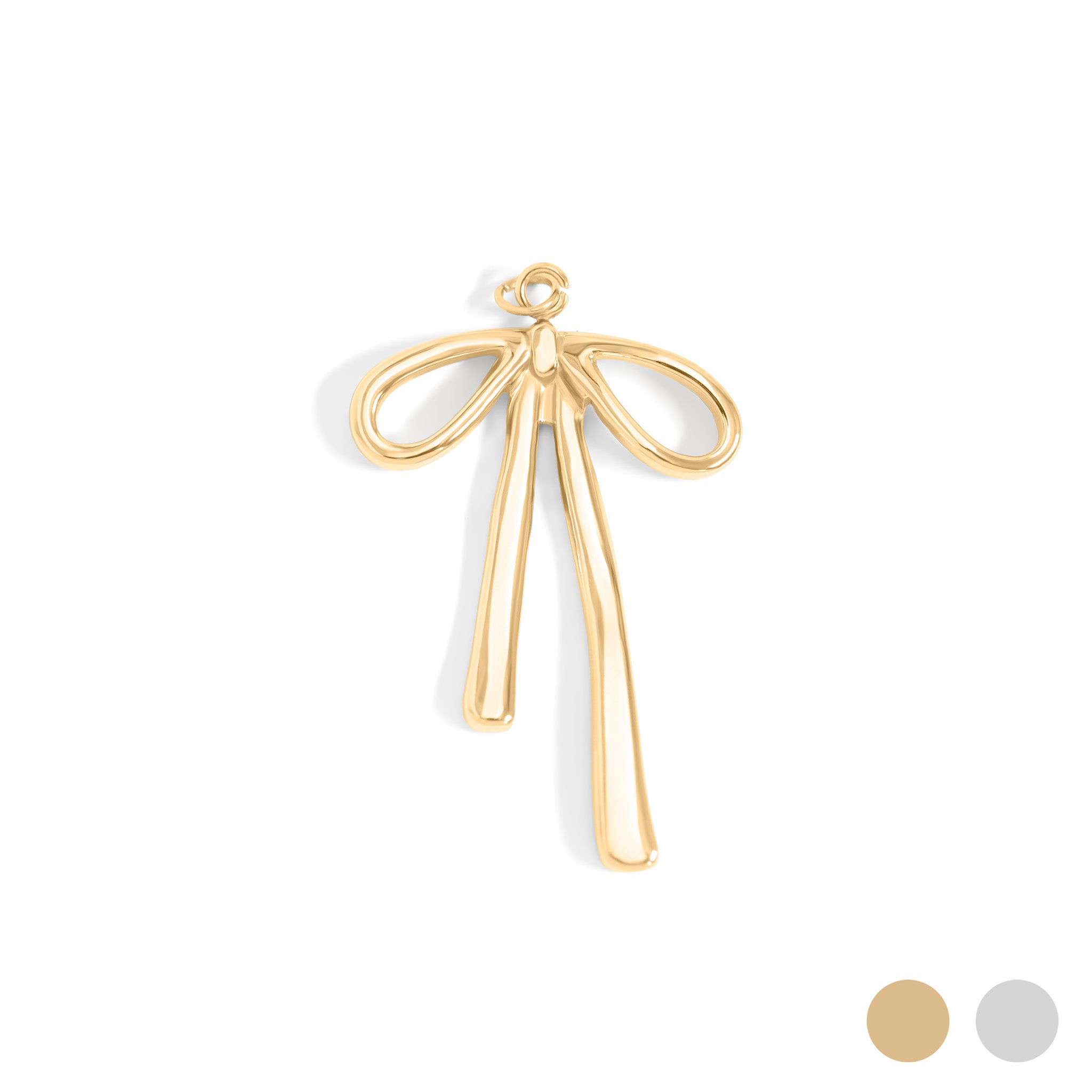 18K Gold PVD Stainless Steel Long Bow Charm / PDL0277、mySite、dreamappss