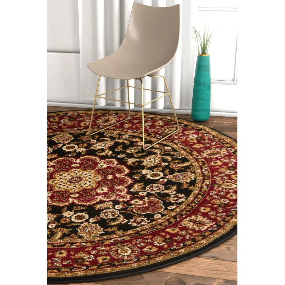 Medallion Kashan Black Traditional Rug、mySite、gigharbornorthrealestate