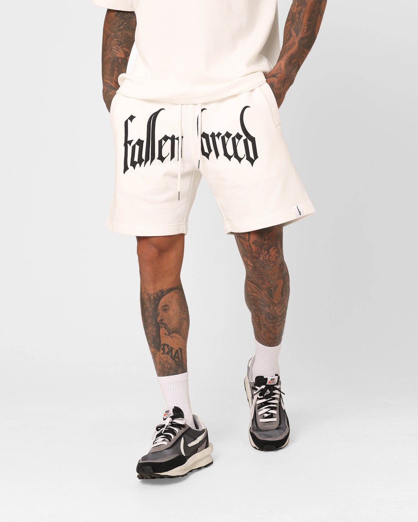 Fallen Breed Puff Logo Zip Sweat Shorts White/Black、mySite、zt4zffjzw