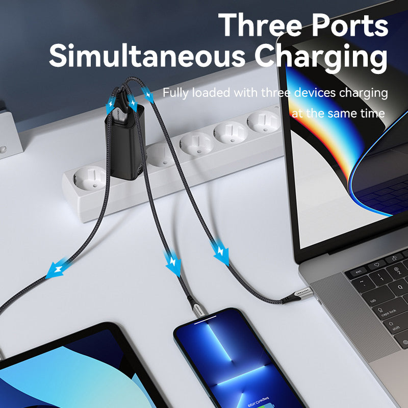 Vention 3-Port USB(C+C+A) GaN Charger(65W/30W/30W) EU-Plug、mySite、fannypackpong