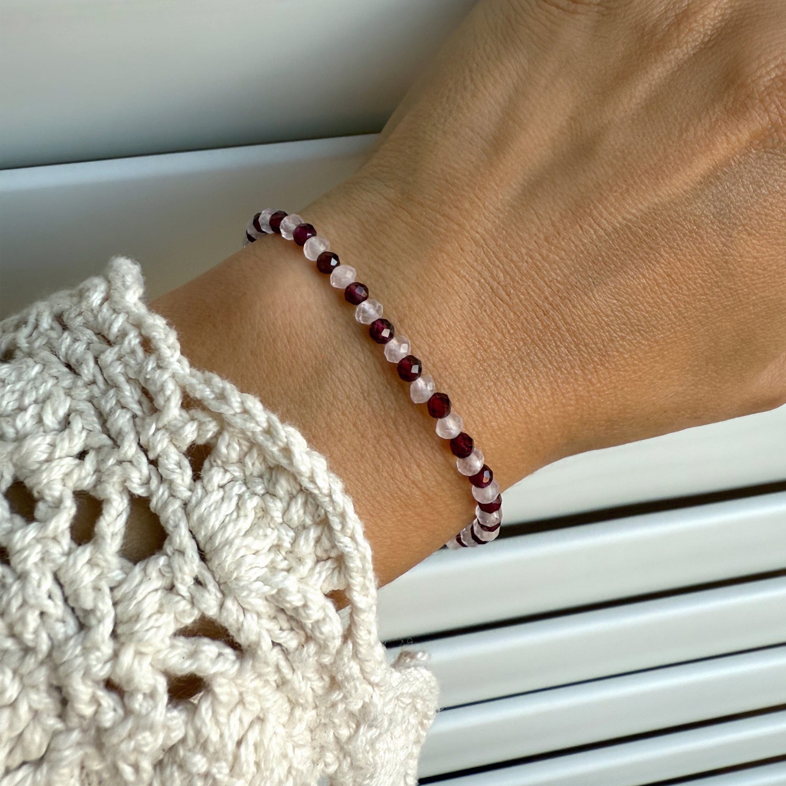 Garnet Rose Quartz Beads Bracelet - Love Shield、mySite、hinf8tx79