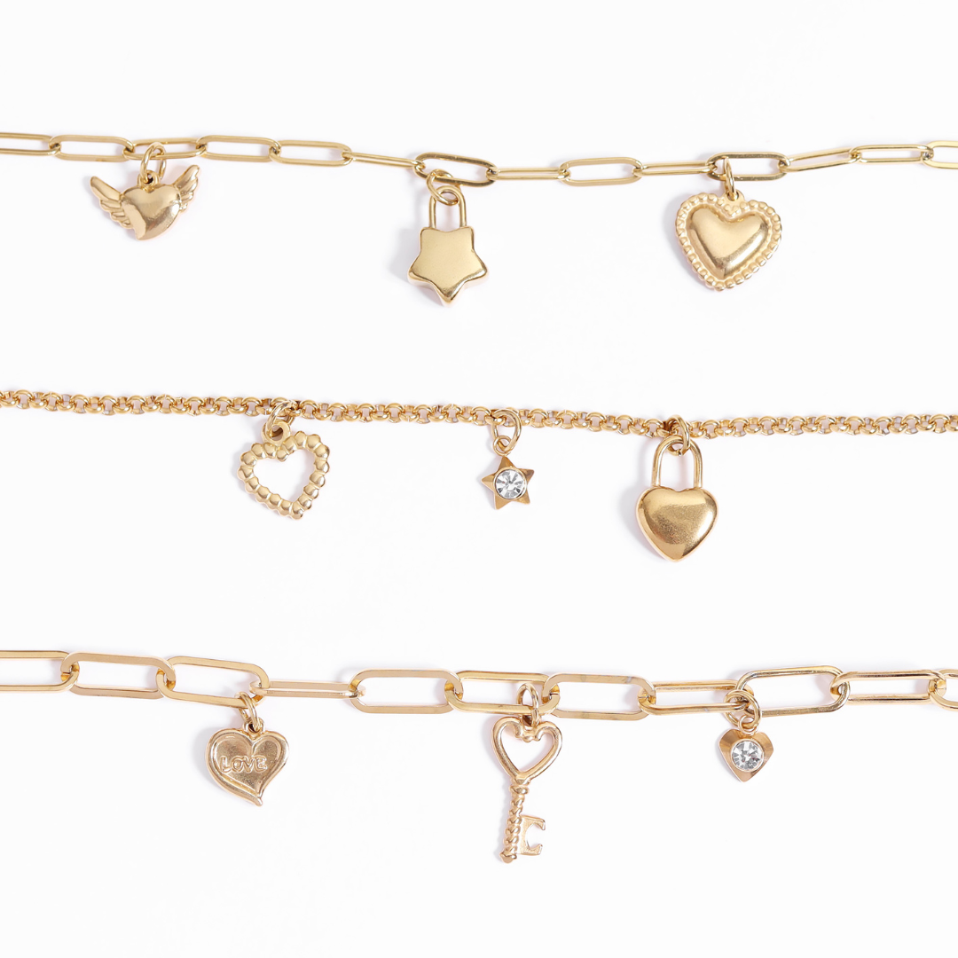 18K Gold PVD Stainless Steel Heart Padlock Charm / PDL0109、mySite、dreamappss