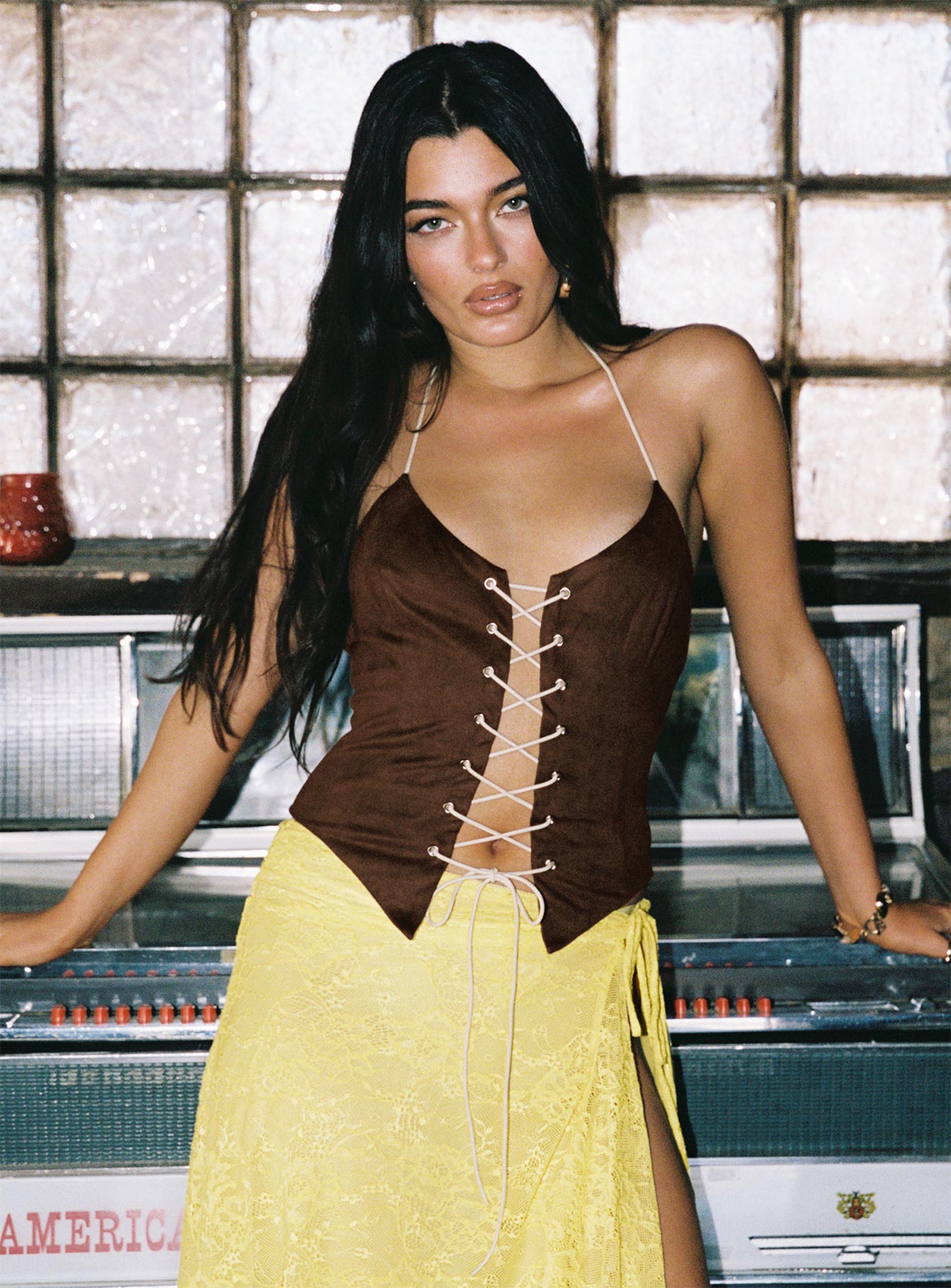 Dawn To Dusk Faux Suede Top Brown、mySite、solidvoid