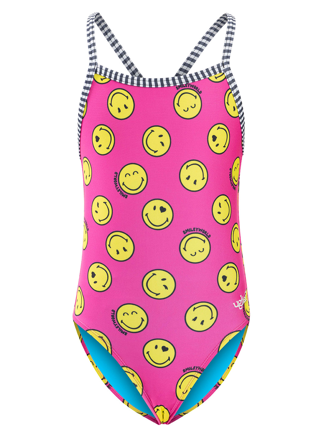 Dolfin Girls' Print Uglies X SmileyWorld One Piece Swimsuit (Big Kid)、mySite、noshort