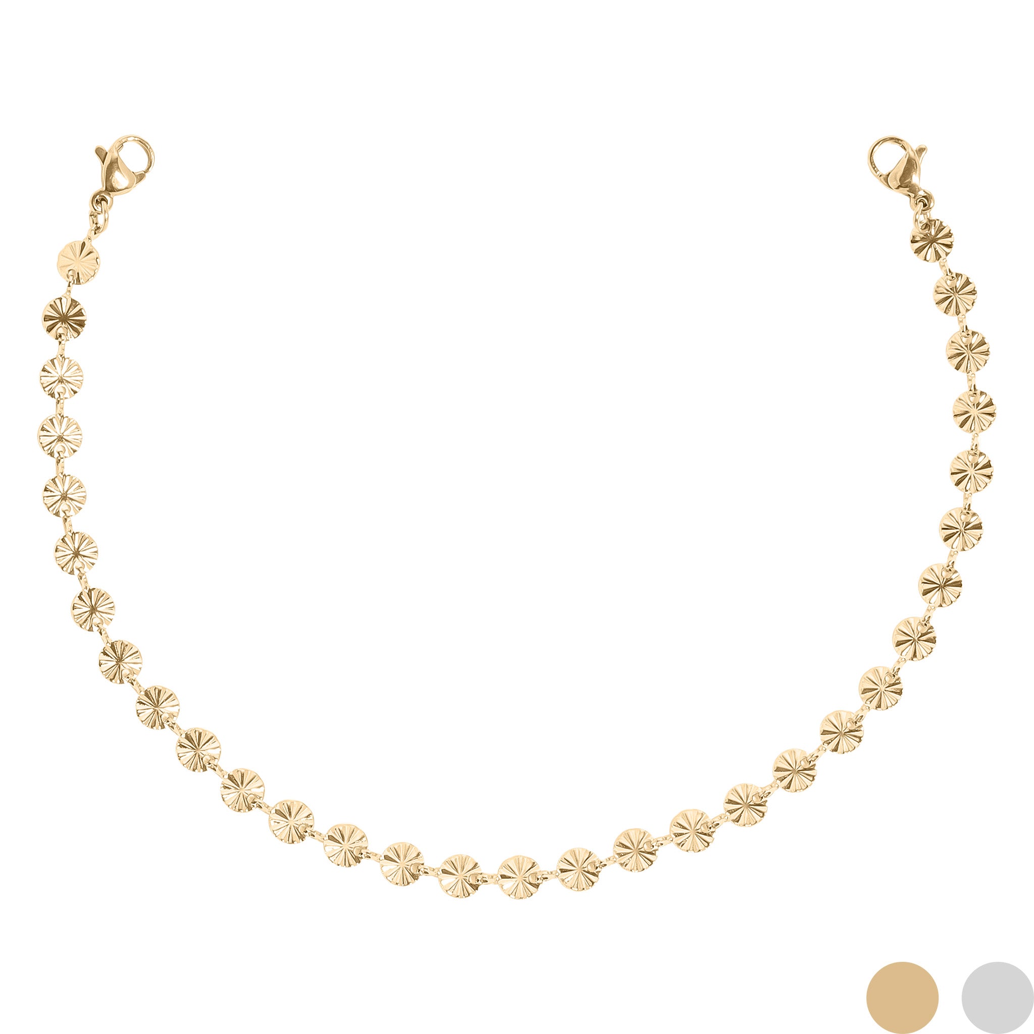 18K Gold Stainless Steel Crimped Circle Trucker Hat Chain / CHN0029、mySite、dreamappss