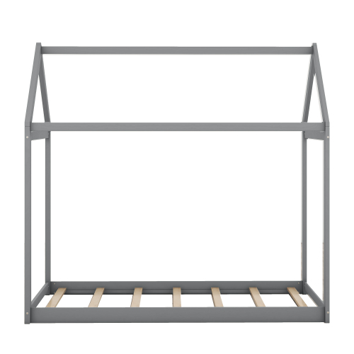 Twin Size Wooden House Bed, White、、casual