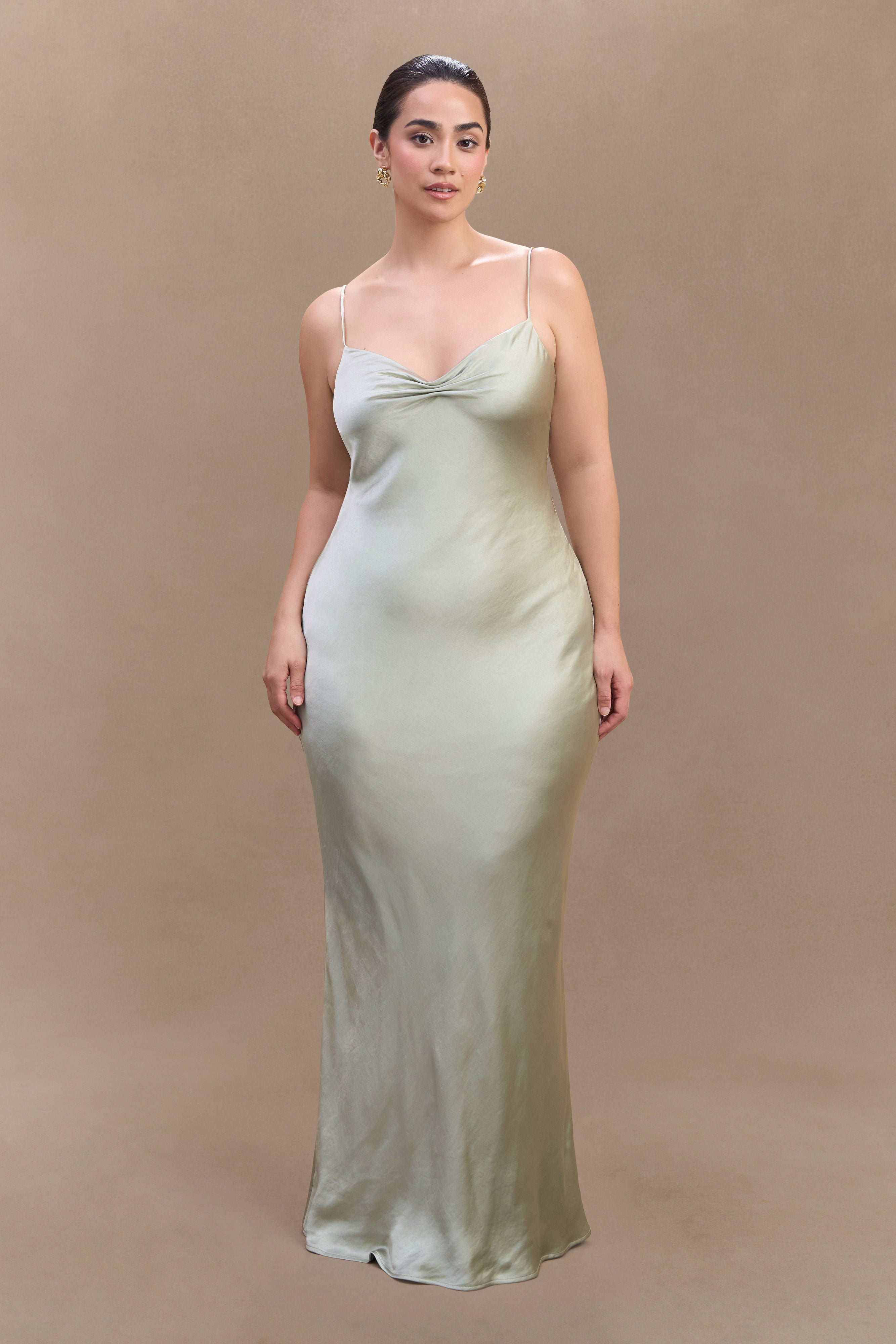 Lilly Sweetheart Satin Maxi Dress - Sage、mySite、solidvoid