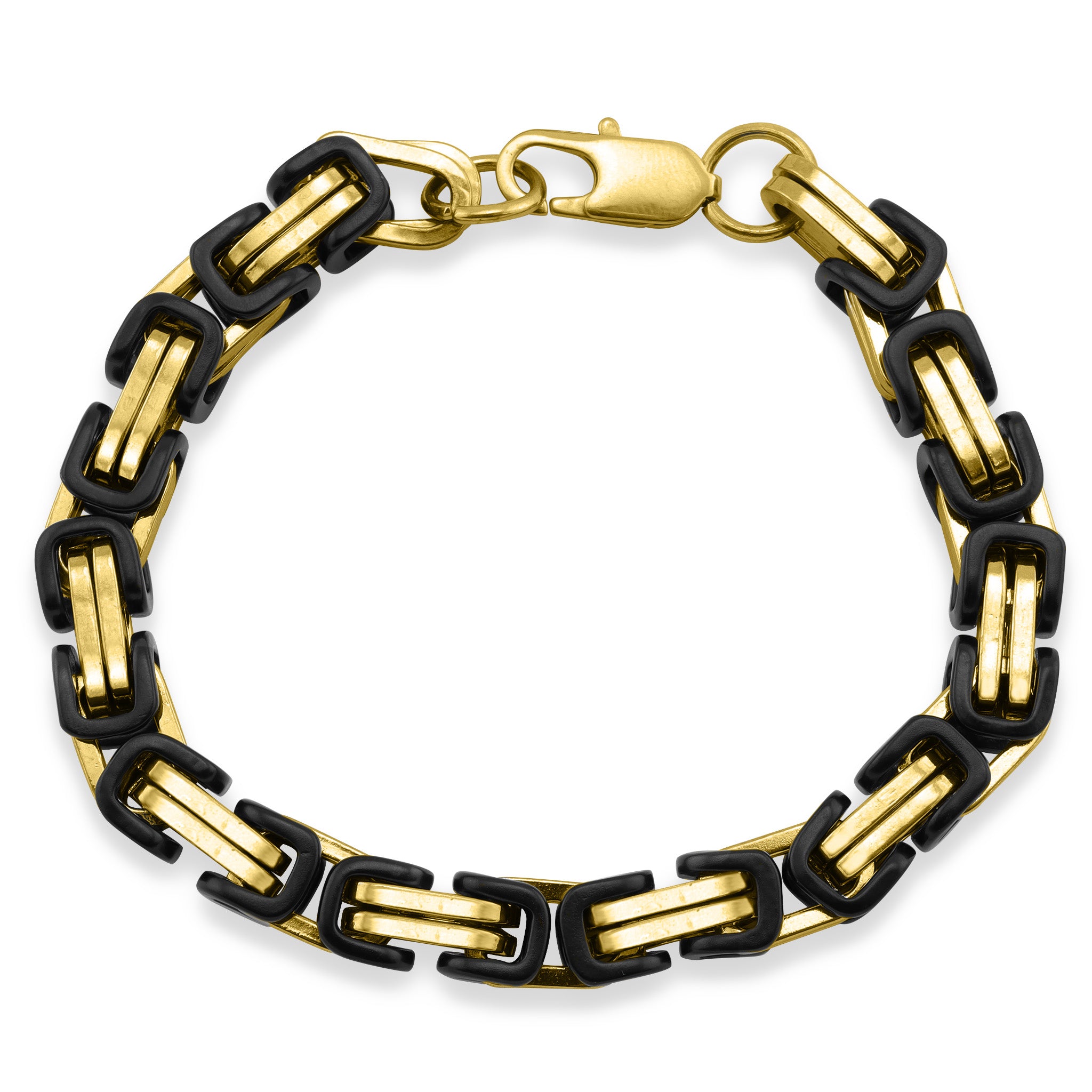 18K Gold PVD & Black Stainless Steel Byzantine Chain Bracelet or Anklet / BRJ9089、mySite、dreamappss