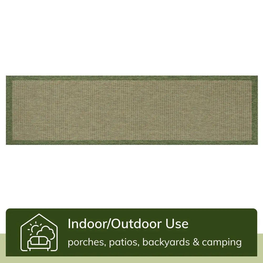 Odin Solid & Striped Border Indoor Outdoor Green Flatweave Rug、mySite、gigharbornorthrealestate