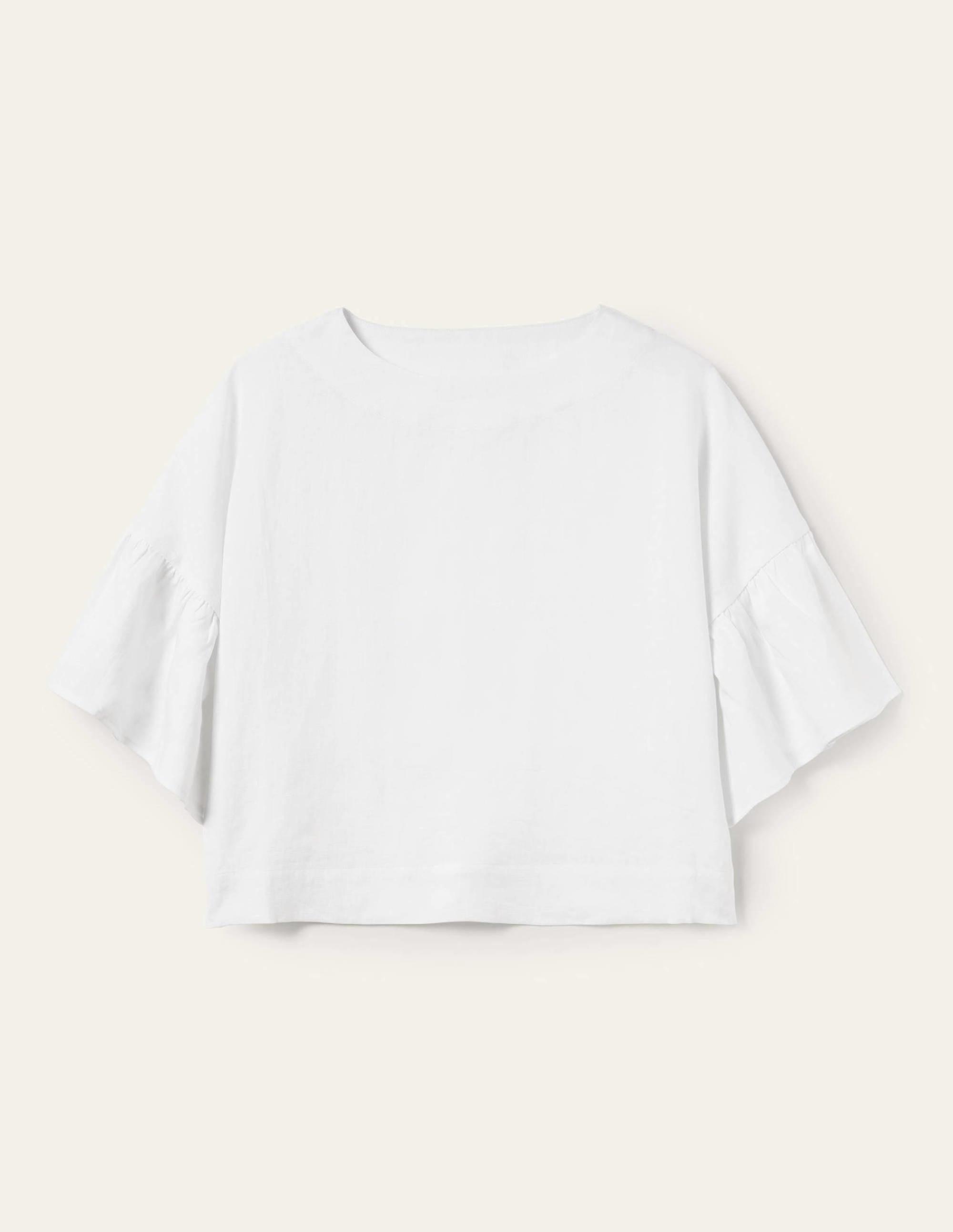  Frilly Full Sleeve Linen Top-White、mySite、ashleygrahame