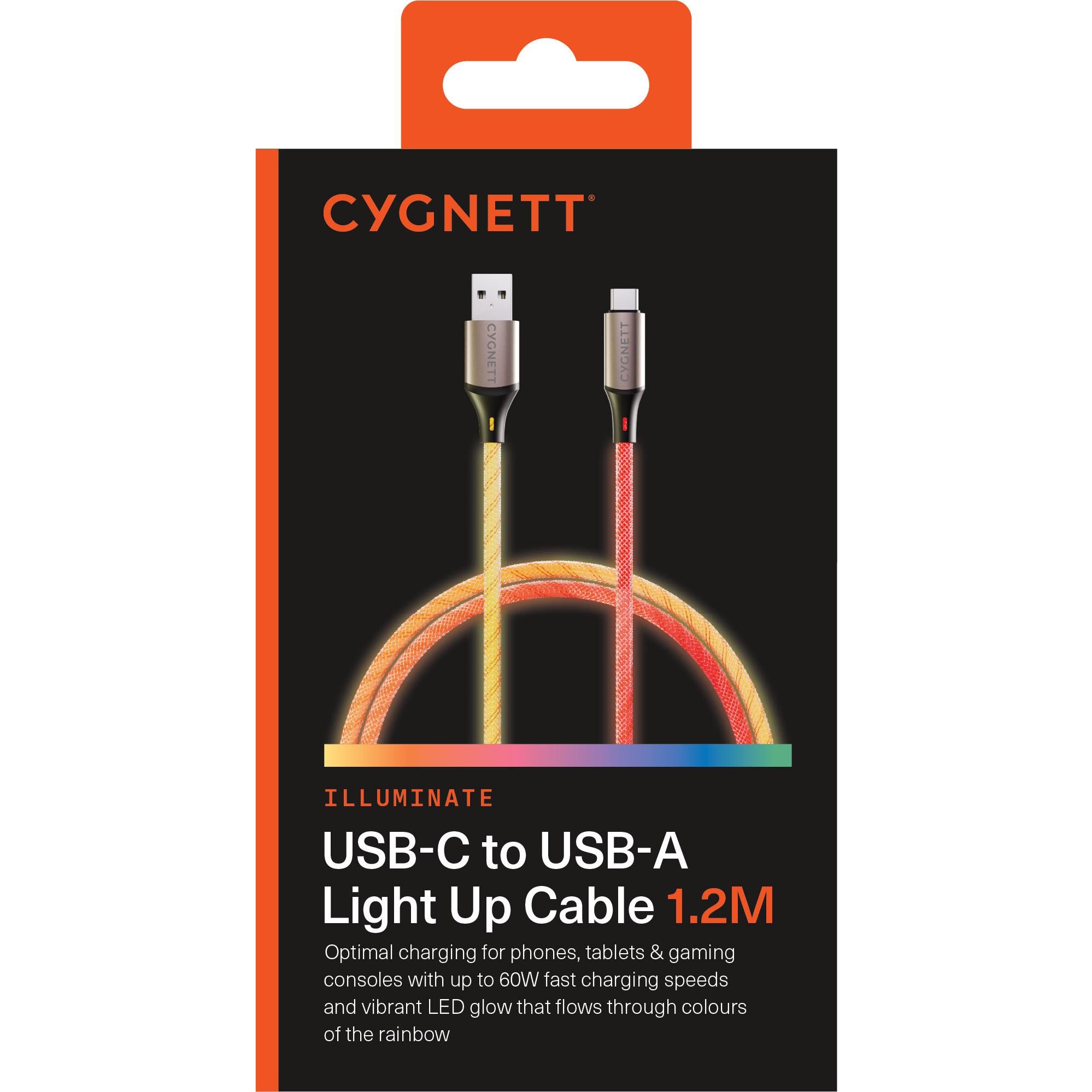 Cygnett Illuminate USB-A to USB-C Light Up Cable 1.2m、mySite、camillekostekn