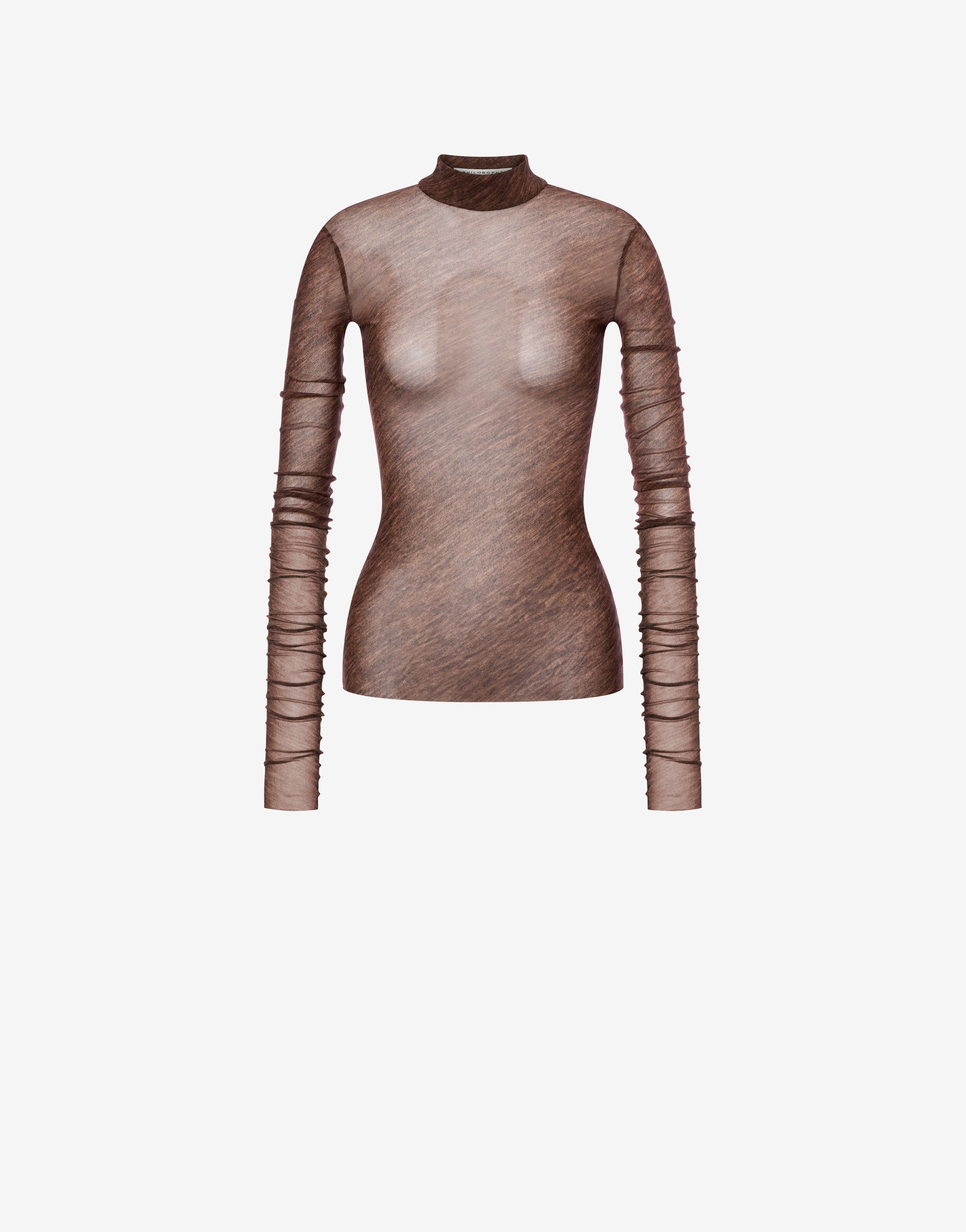 Maglia a collo alto in tulle stretch、mySite、aoinhome