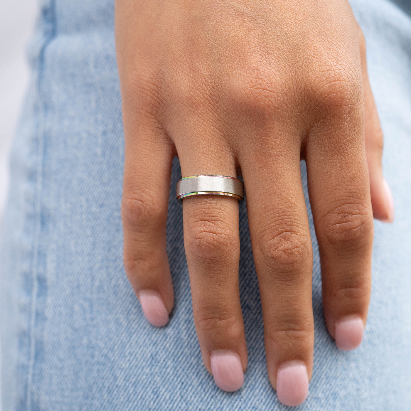 Stainless Steel Rainbow Edge Brushed Center Ring / CFR7014、mySite、dreamappss