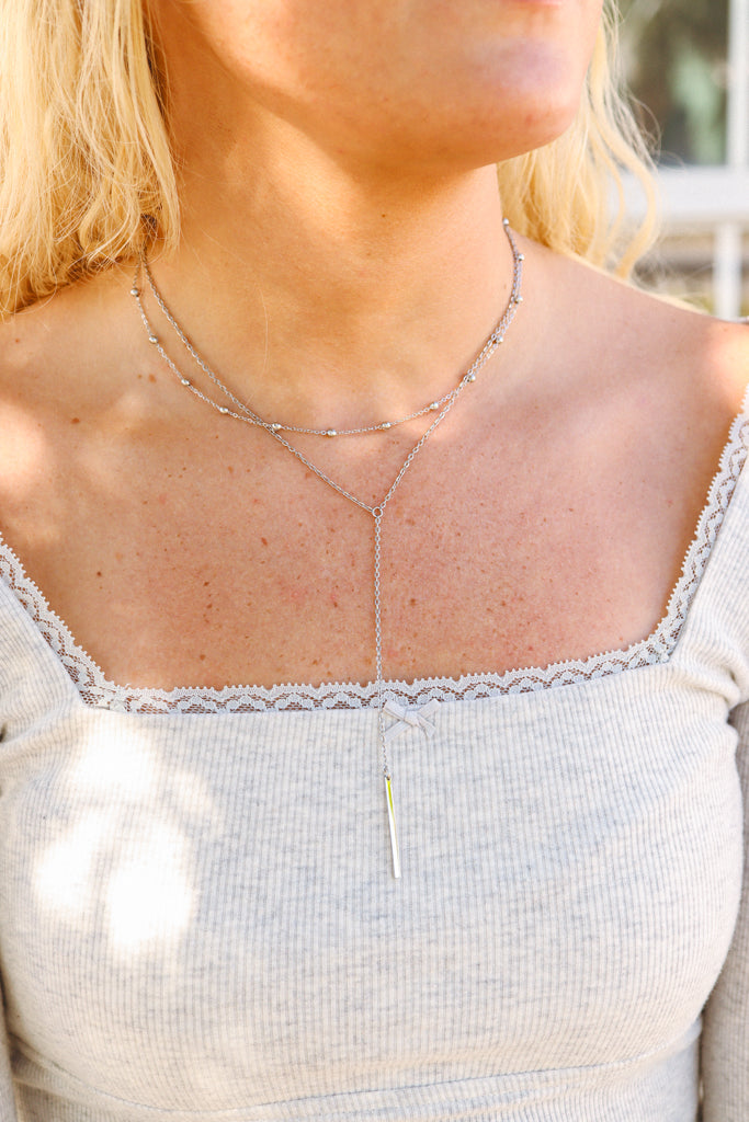 18K Gold PVD Stainless Steel Drop Bar Layered Lariat Necklace / CHN0053、mySite、dreamappss