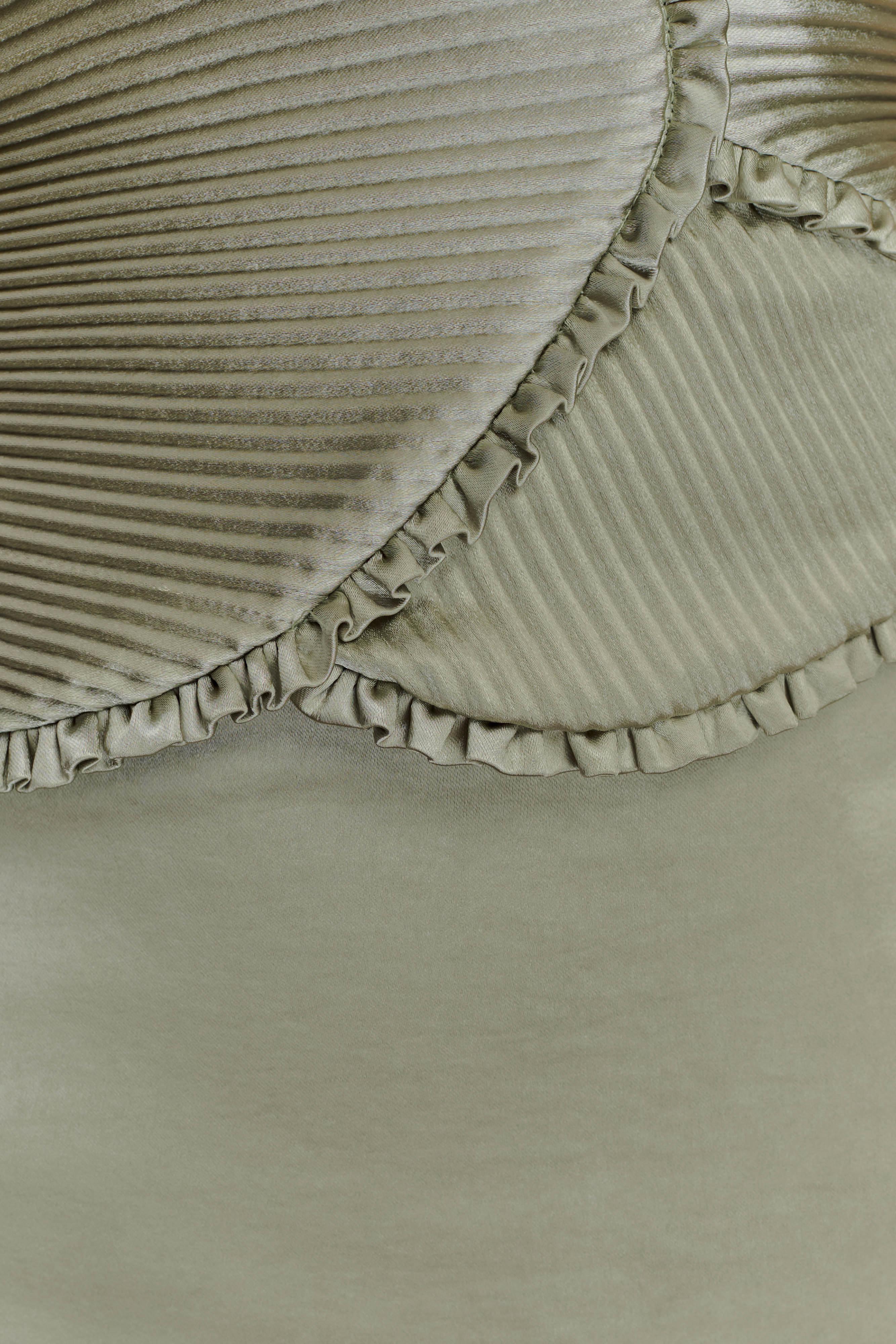 Larissa Satin Maxi Dress With Ruched Petals - Sage、mySite、solidvoid