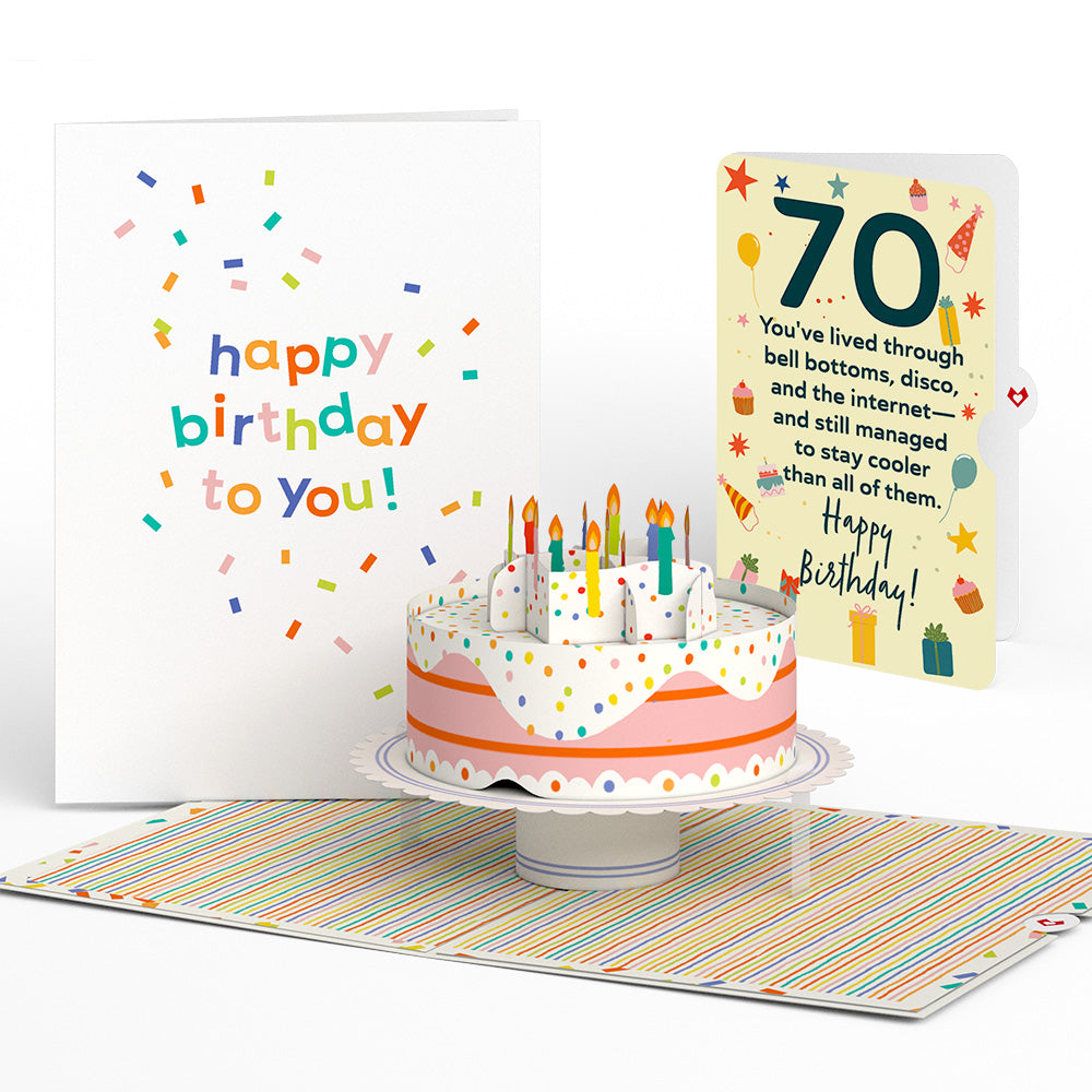 Happy 70th Birthday to You! Confetti Cake Pop-Up Card and Sentiment Set、mySite、solidvoid