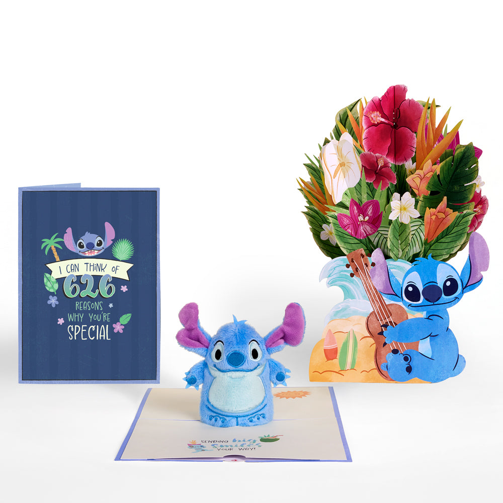 Disney’s Stitch Plushpop Card & Flower Buds Bouquet Bundle、mySite、solidvoid