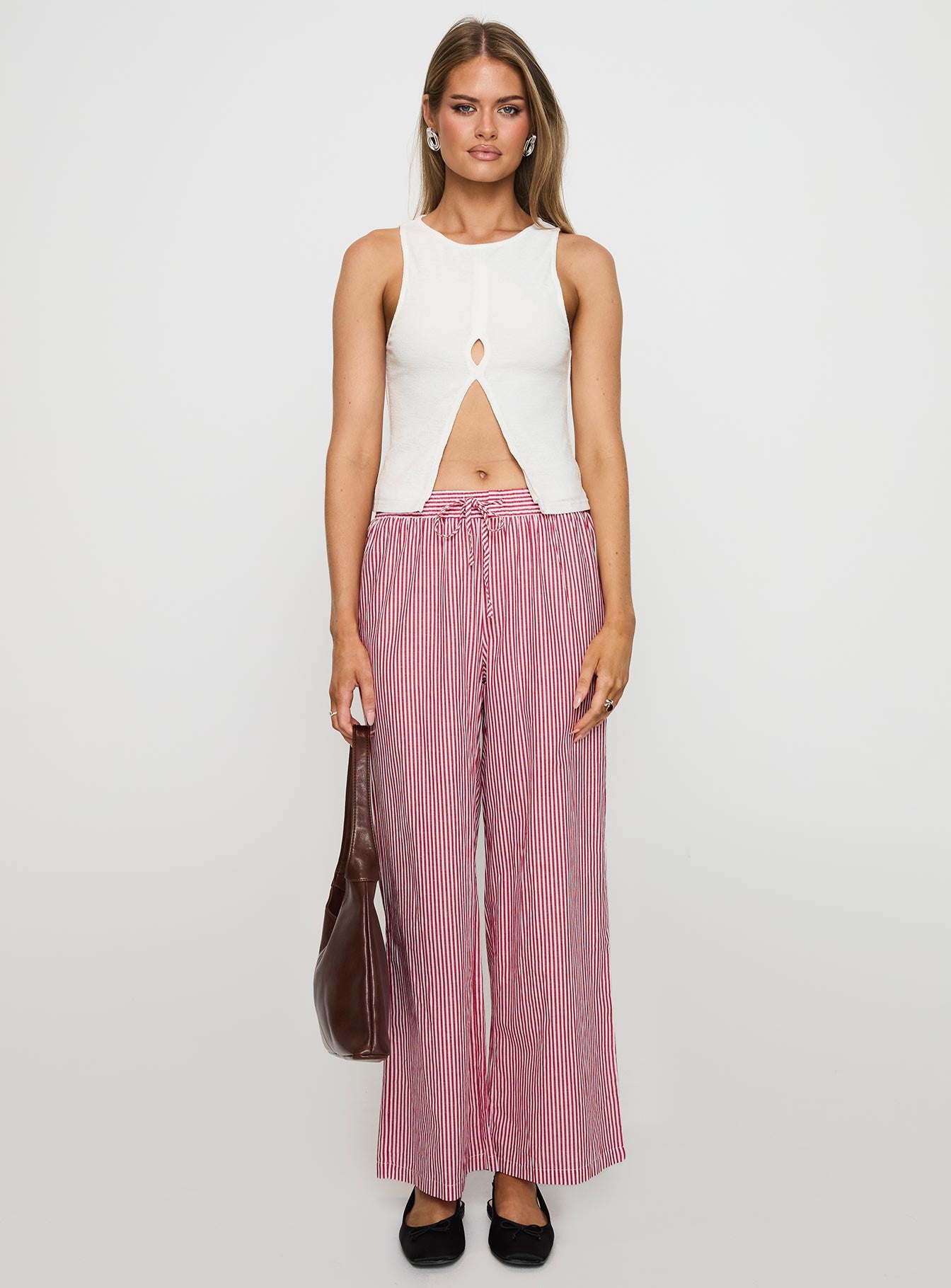 Holiday Tie Front Pants Red/White Stripe、mySite、solidvoid