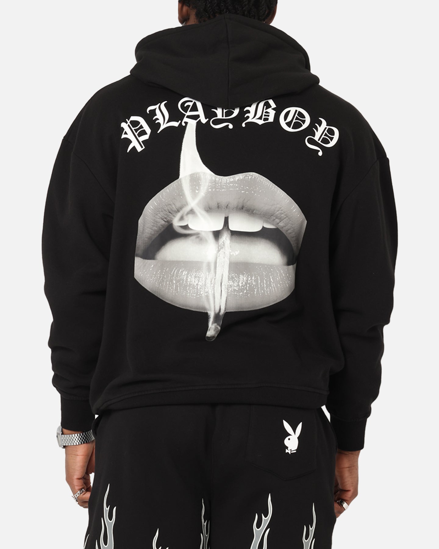 Playboy Gothic Mono Lips Hoodie Black、mySite、zt4zffjzw