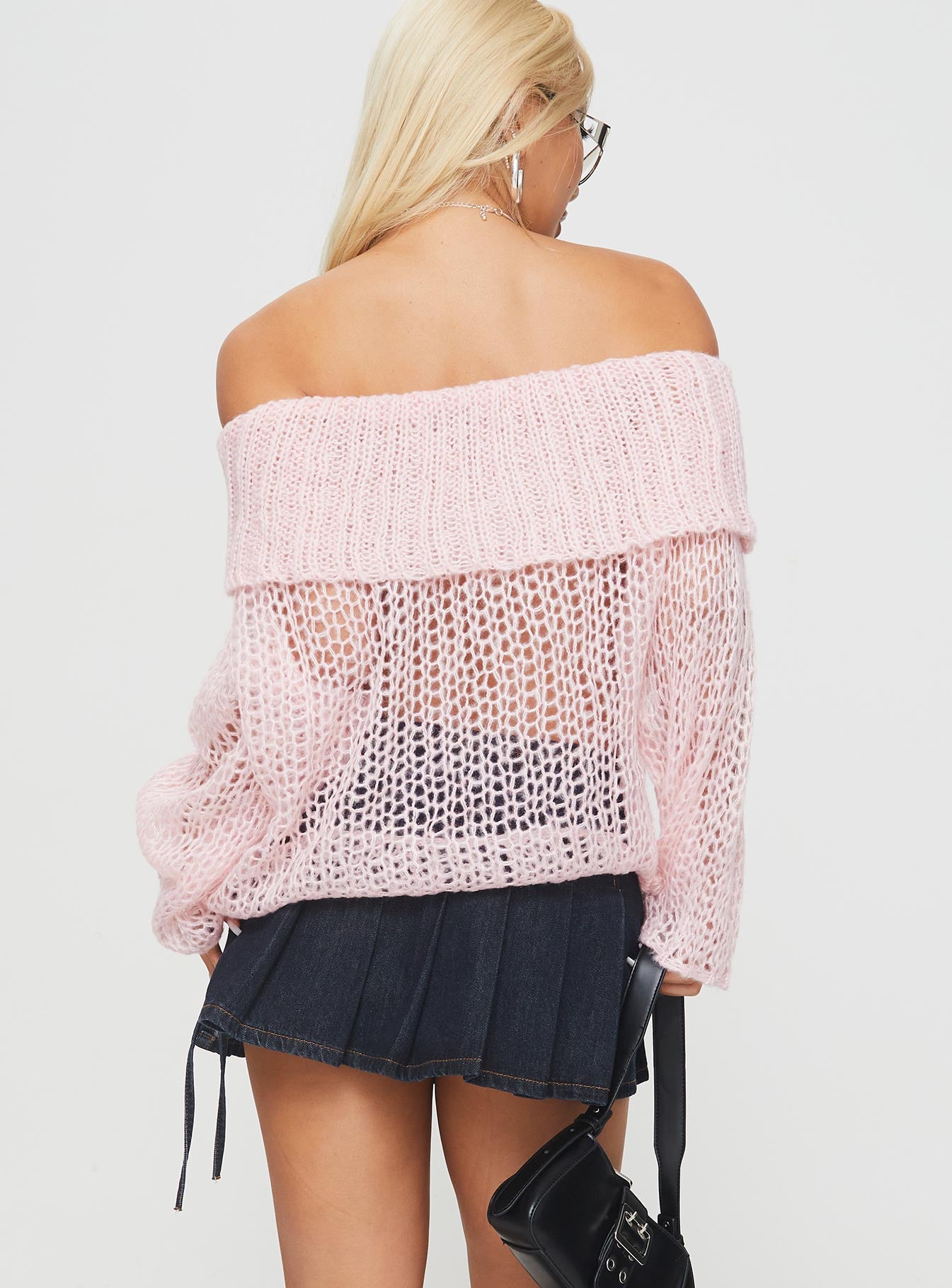 Trapok Off The Shoulder Sweater Pink、mySite、solidvoid