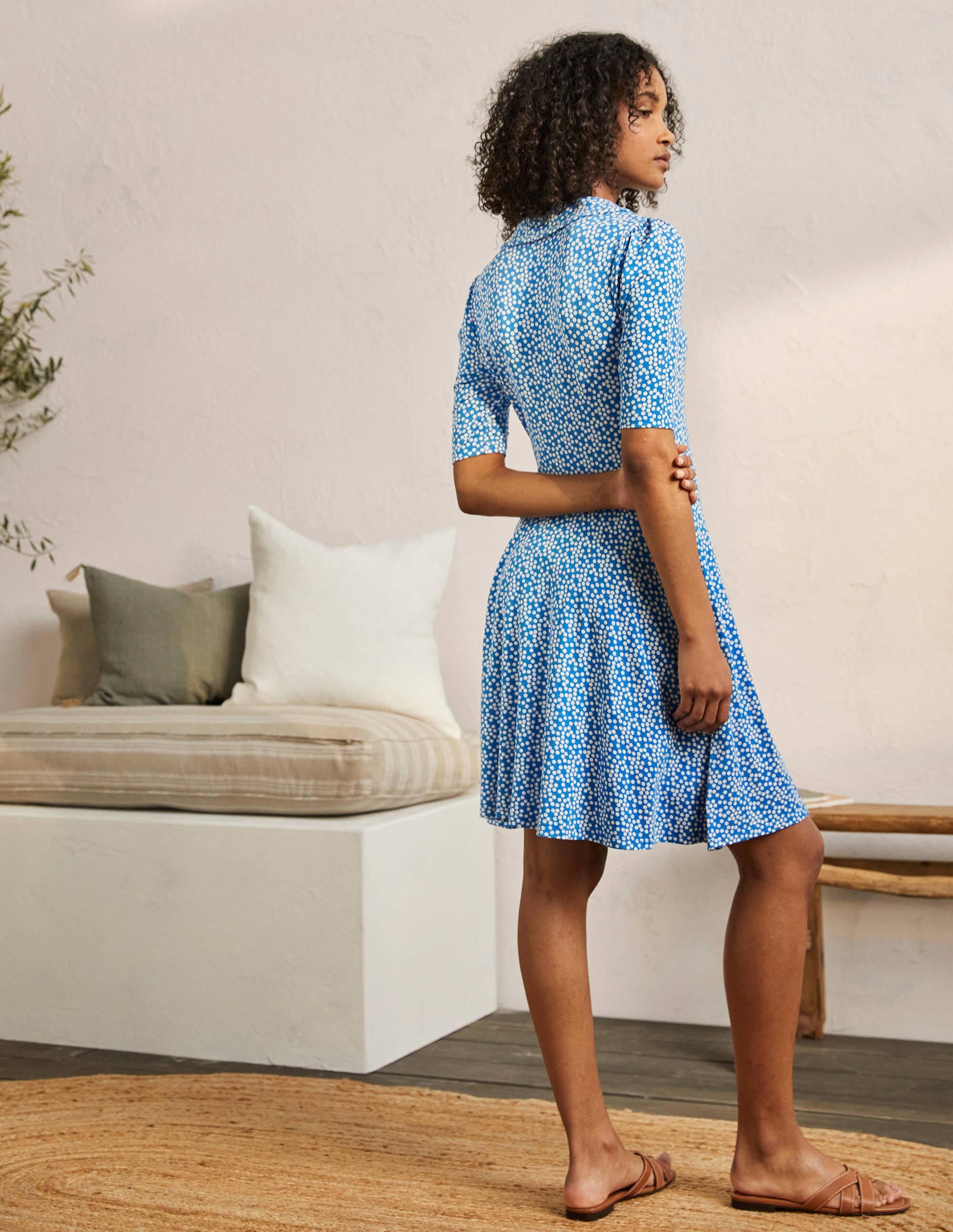  Fixed Wrap Jersey Dress-Moroccan Blue Spot、mySite、ashleygrahame