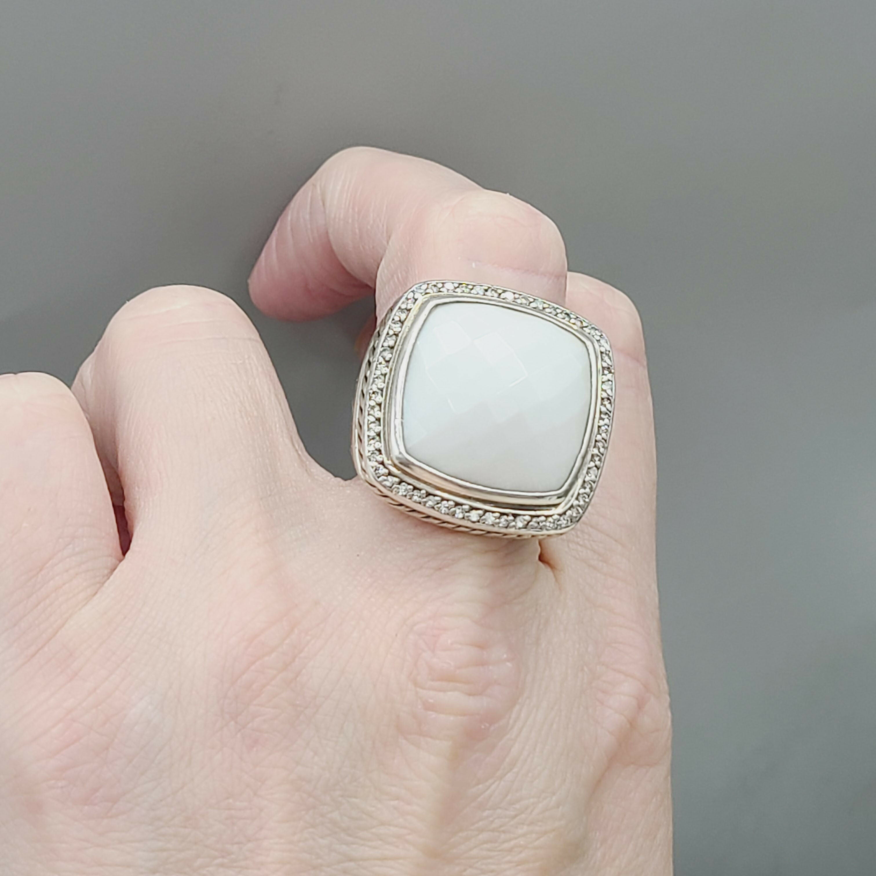 David Yurman Albion 20mm White Agate & Diamond Ring聽、mySite、hinf8tx79