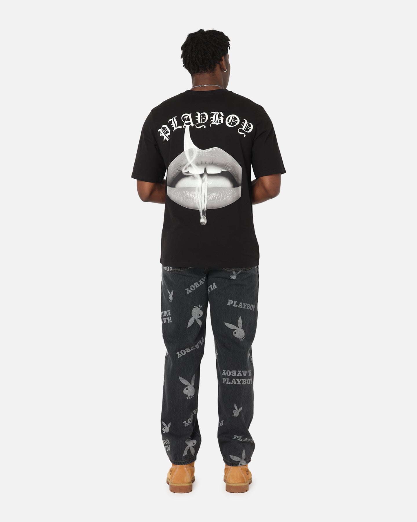 Playboy Gothic Mono Lips T-Shirt Black、mySite、zt4zffjzw