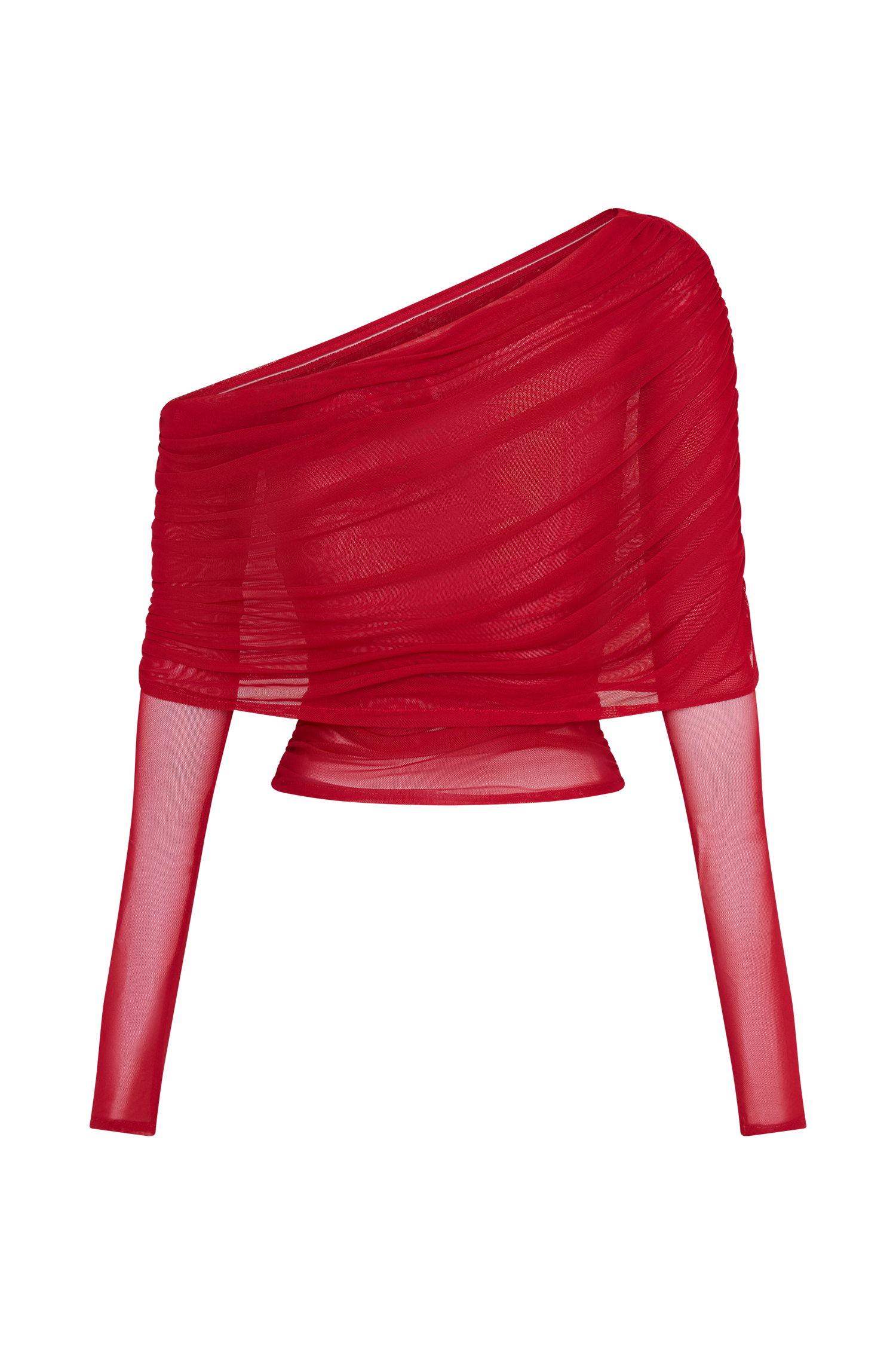 Everly Sheer Mesh Off Shoulder Top - Ruby、mySite、solidvoid