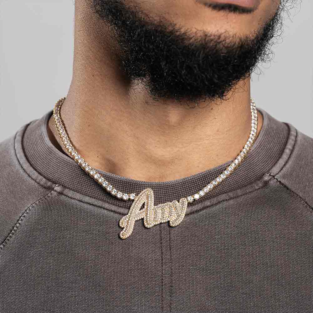 Custom Letter 4MM Chain & Pendant 14K Gold、mySite、hinf8tx79