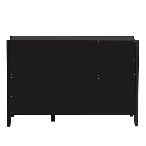 U_Style 63.1''Modern 4-Vertical Wavy Slatted Doors Sideboard,Storage Cabinet With Elegant Design, Solid Wood Legs with Painted,Metal Handles,for Dining Room,Living Room, Kitchen, or Entryway(Black)、、casual