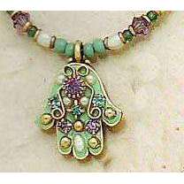 Michal Golan Green and Purple Hamsa Necklace、mySite、topwebapps