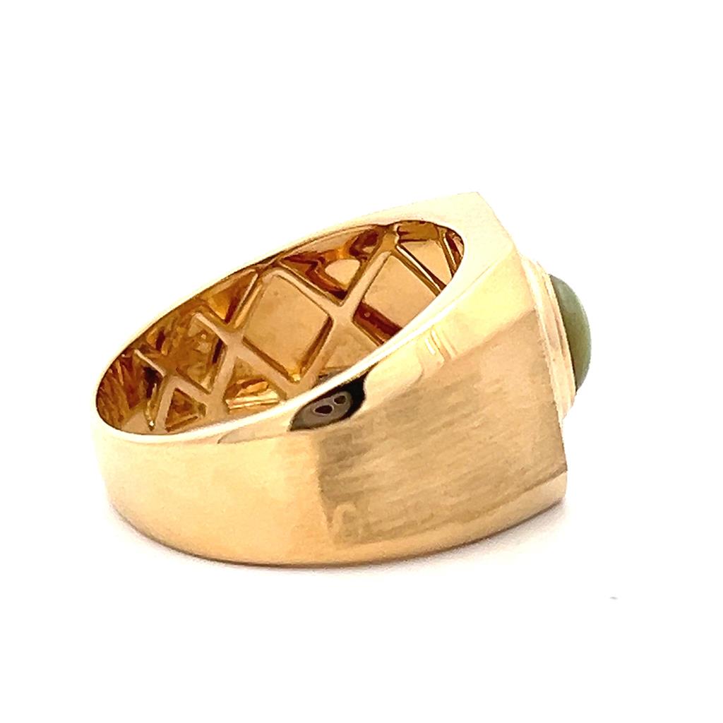  Estate 14K White Gold Cat's Eye Chrysoberyl & Diamond Halo Ring