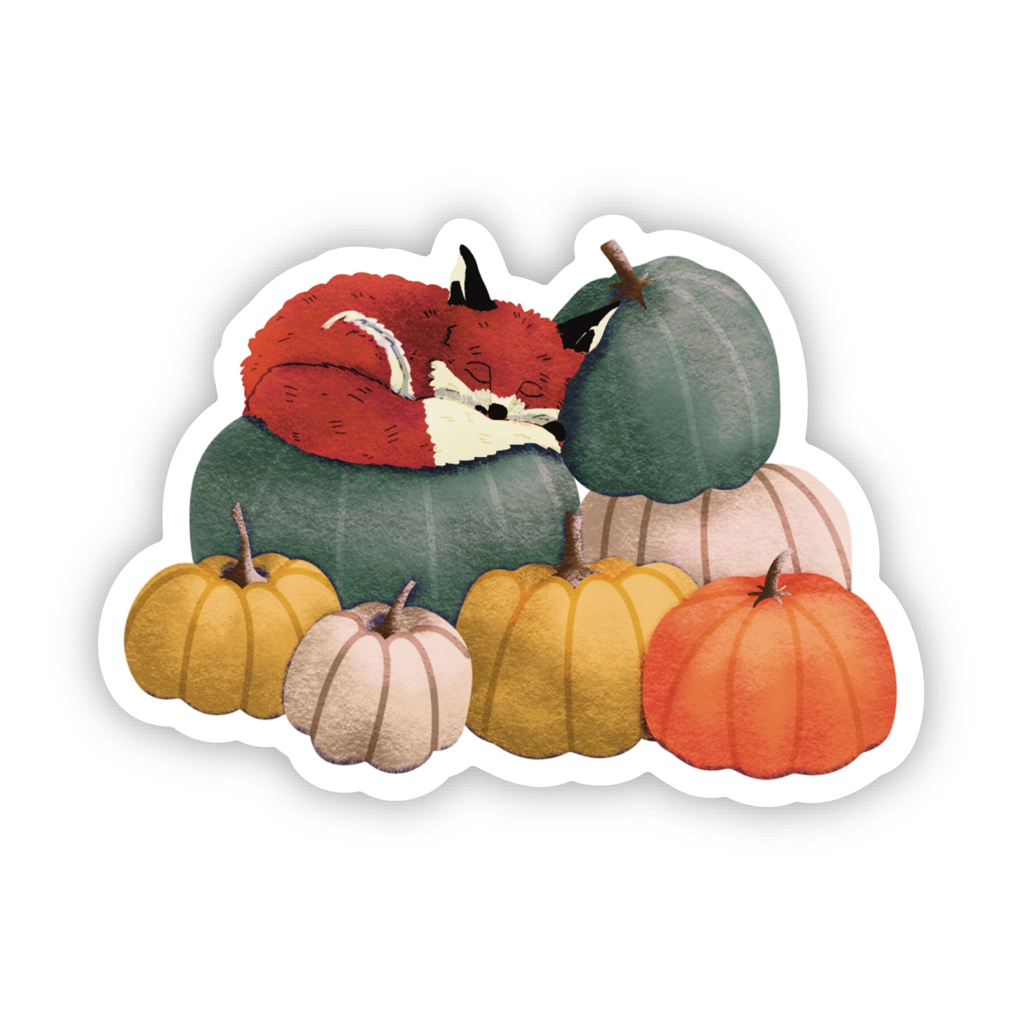  Fox Sleeping On Pumpkins Fall Sticker、mySite、elrpsem3k