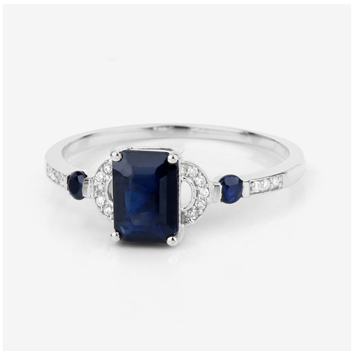 Blue Sapphire and Diamond Ring in 14K Gold、mySite、g9winljtr