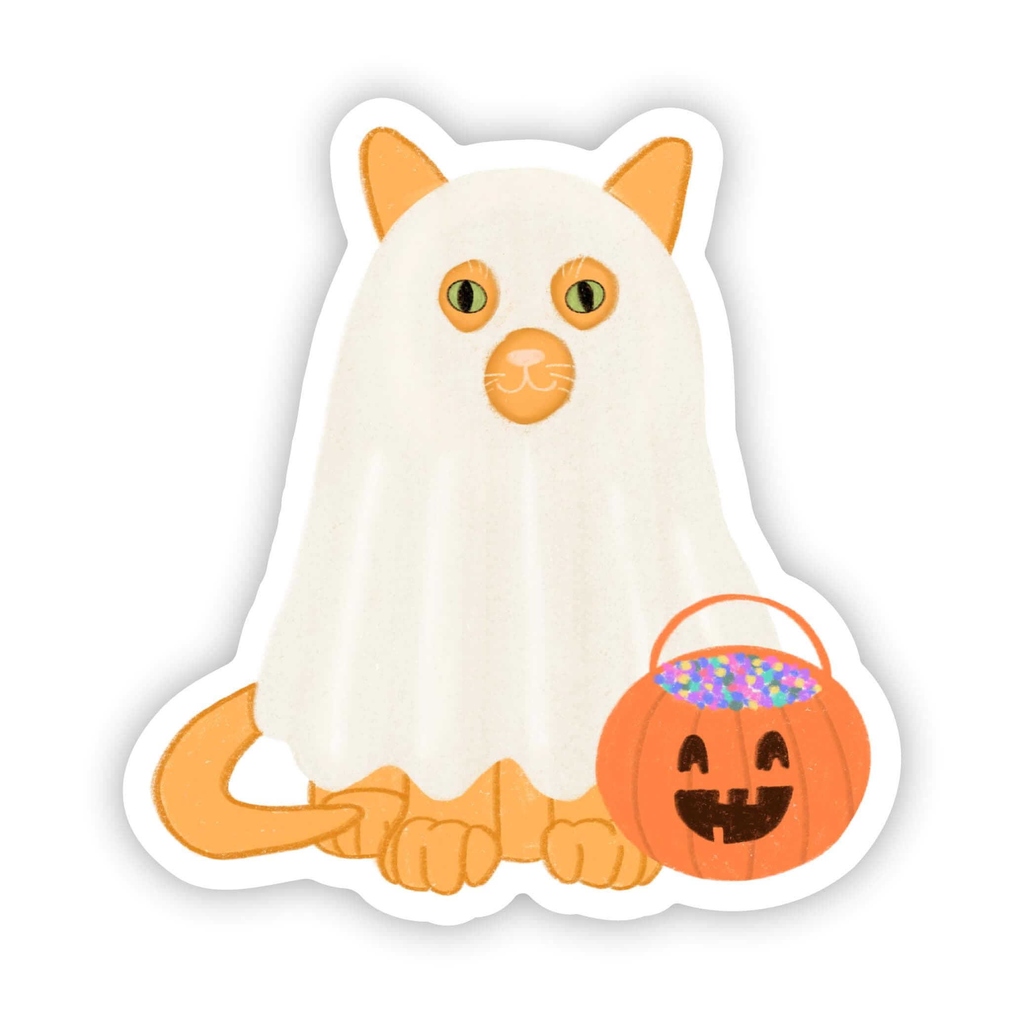  Cat In Ghost Costume Sticker、mySite、ghnorth