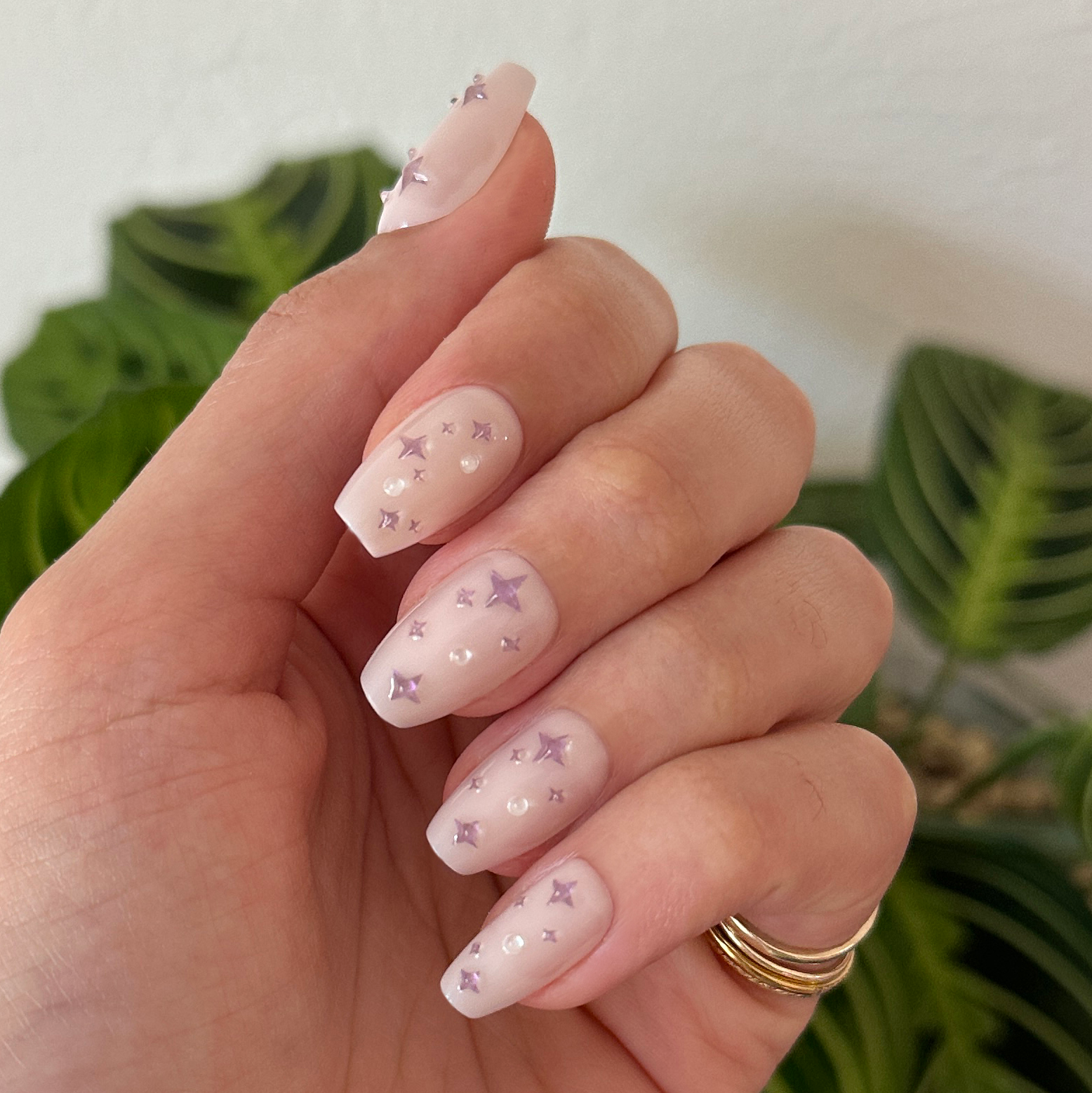 Puffy Sparkles & Pearls - Press-On | Medium | Coffin、mySite、solidvoid