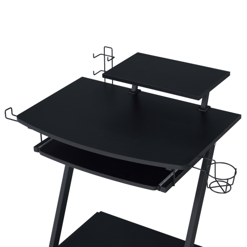 Black Gaming Desk with Keyboard Tray、、casual