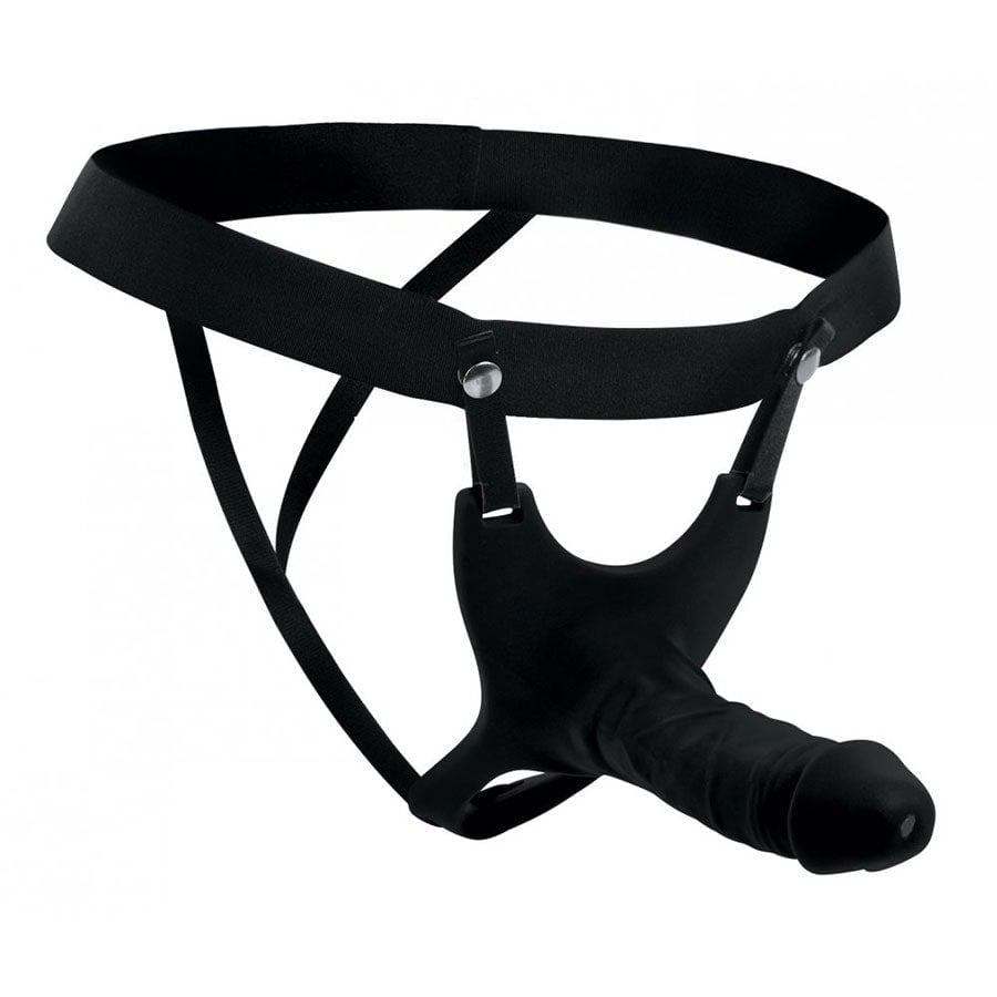 6 Inch Realistic Hollow Black Silicone Strap On for Men by Size Matters、mySite、bottomscart