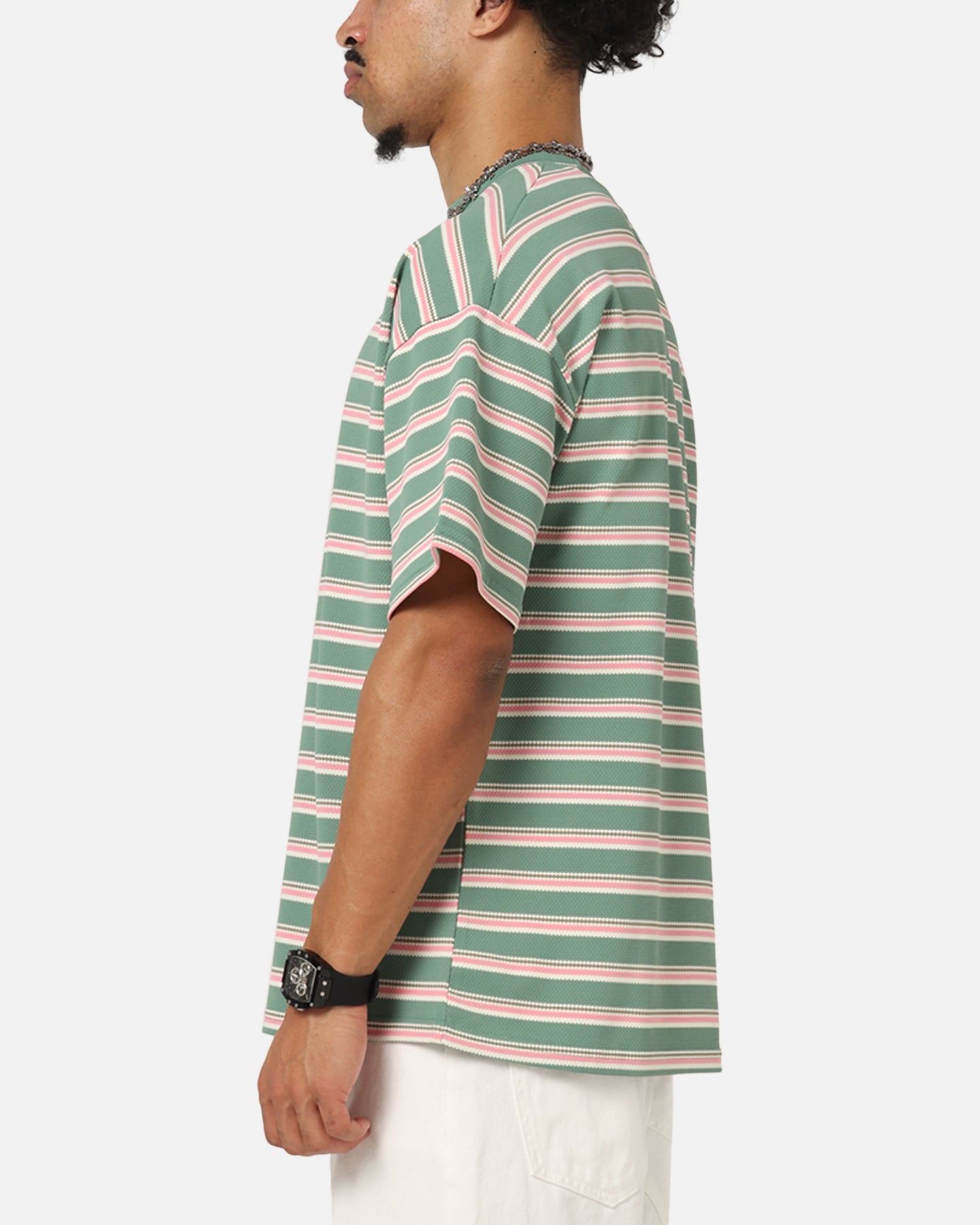 XXIII Standard Stripe T-Shirt Green/Pink、mySite、zt4zffjzw