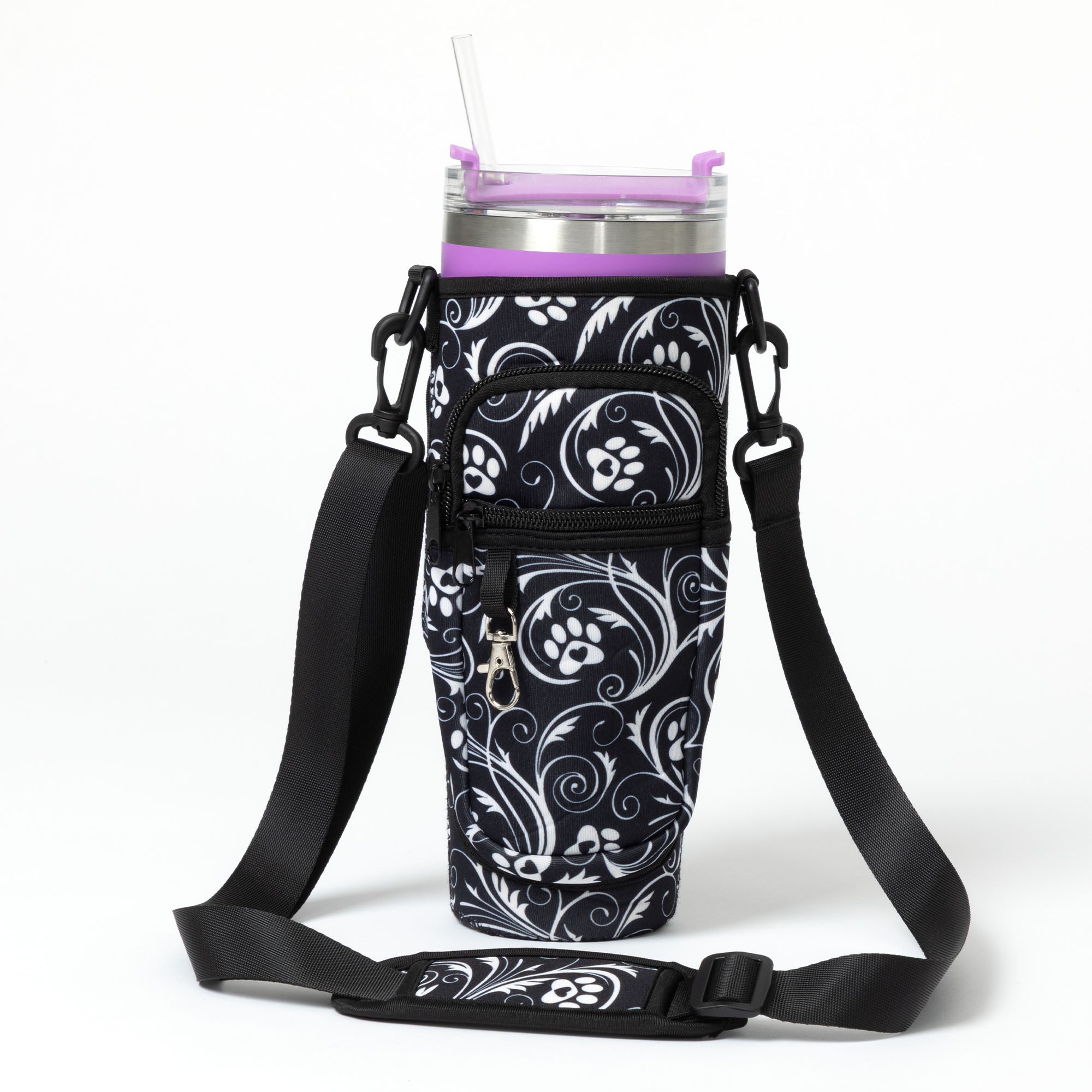 Paw Print Tumbler Carrier with Zippered Pockets - 40oz、mySite、camillekostekn