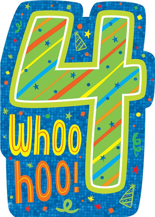  Birthday Note Card - 4th Birthday Foil、mySite、ghnorth