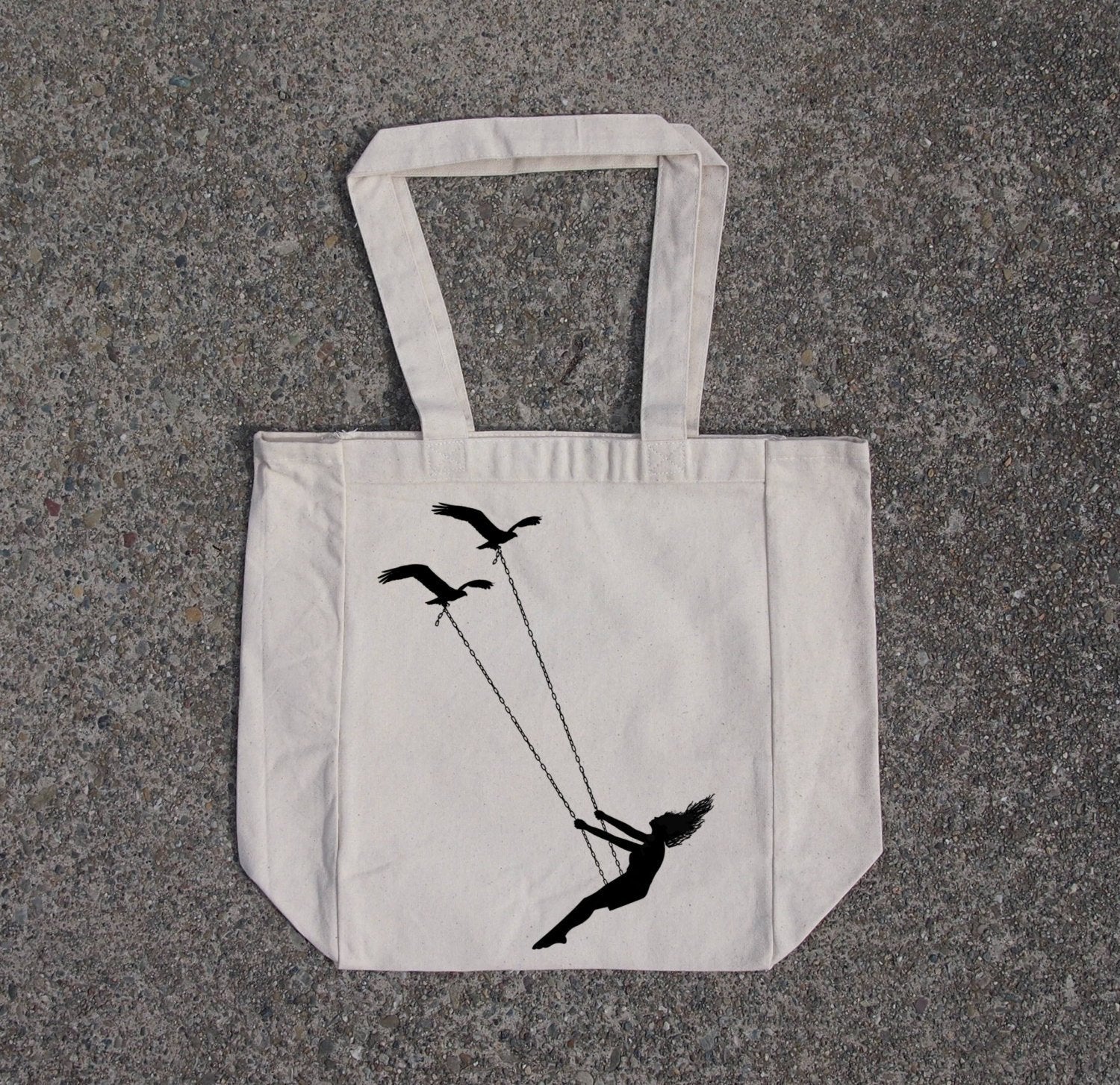 Flying Bird Swing Cotton Canvas Tote Bag、mySite、camillekostekn