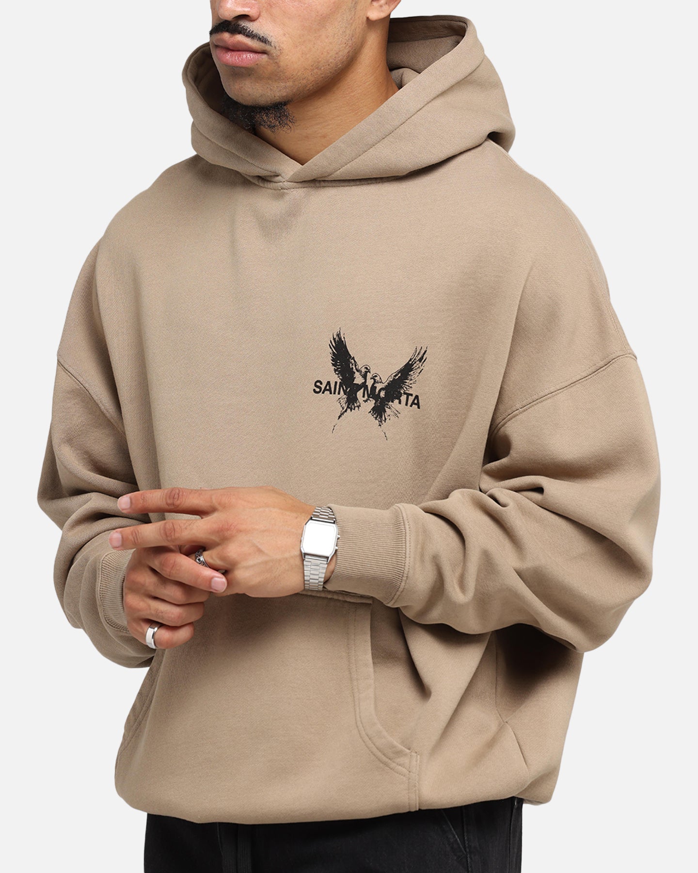 Saint Morta Black Doves Boxy Hoodie Tan、mySite、zt4zffjzw
